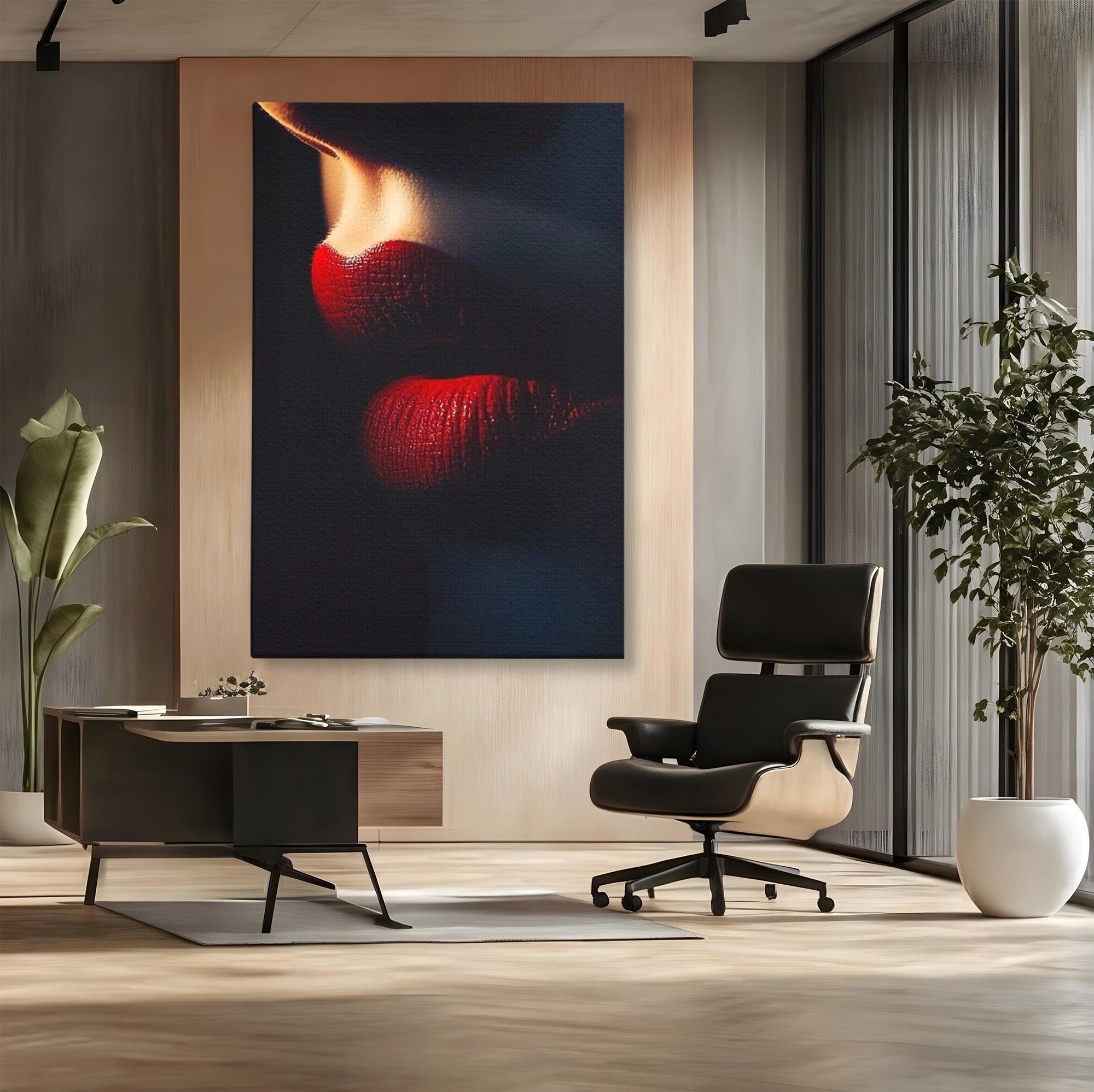 Tablou Canvas Premium LuxCanva® PI1038, Sarutul Misterios, Sarut, Portret, Seductie, Dormitor, Intimitate, Culori Vibrante
