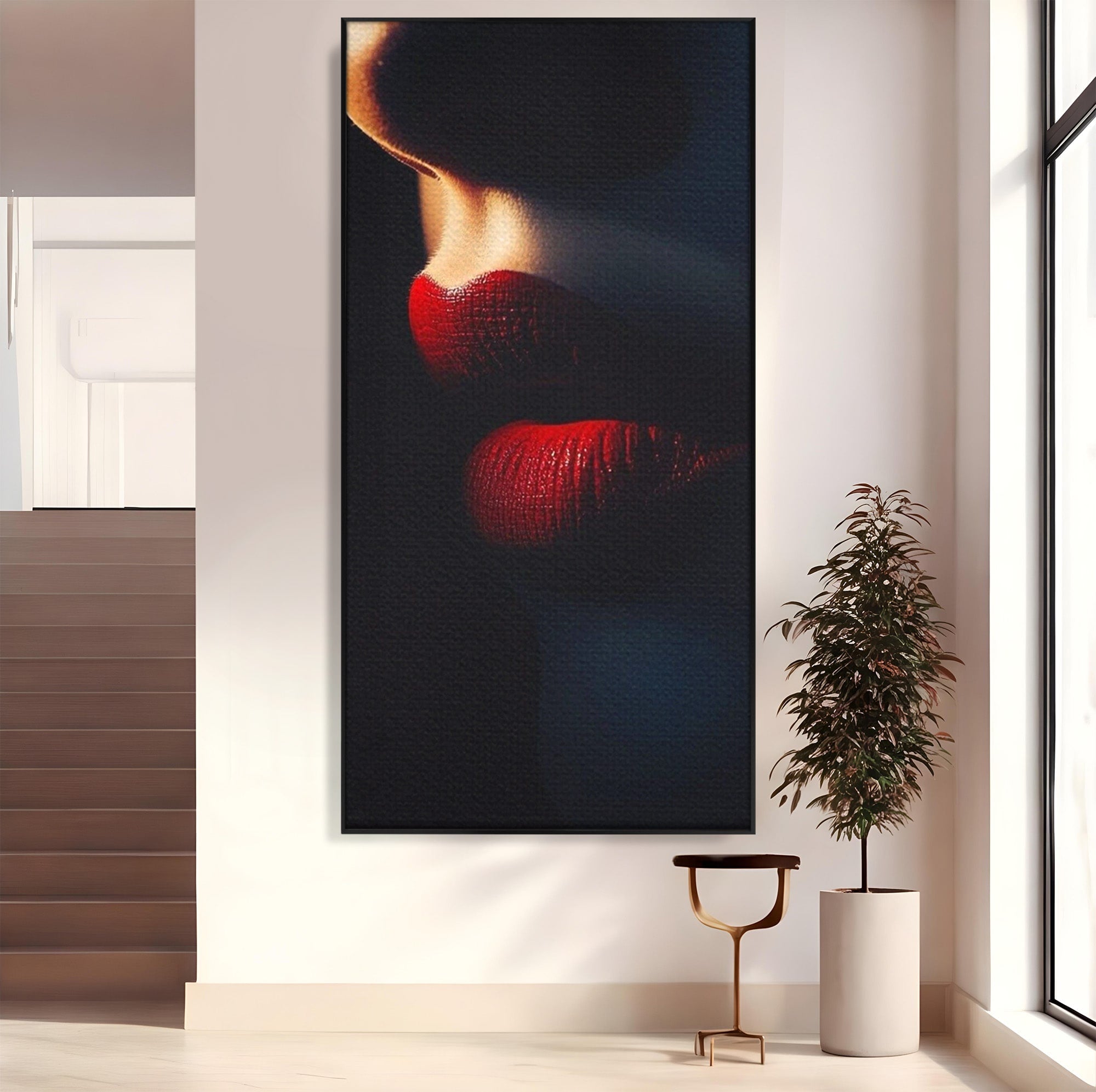 Tablou Canvas Premium LuxCanva® PI1038, Sarutul Misterios, Sarut, Portret, Seductie, Dormitor, Intimitate, Culori Vibrante