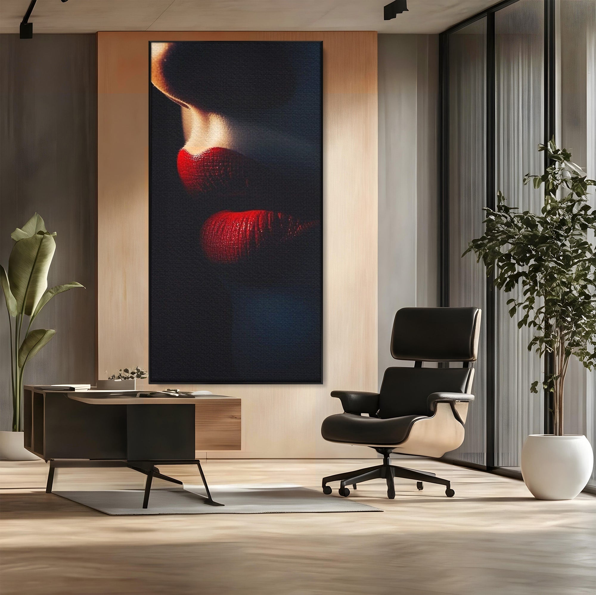 Tablou Canvas Premium LuxCanva® PI1038, Sarutul Misterios, Sarut, Portret, Seductie, Dormitor, Intimitate, Culori Vibrante
