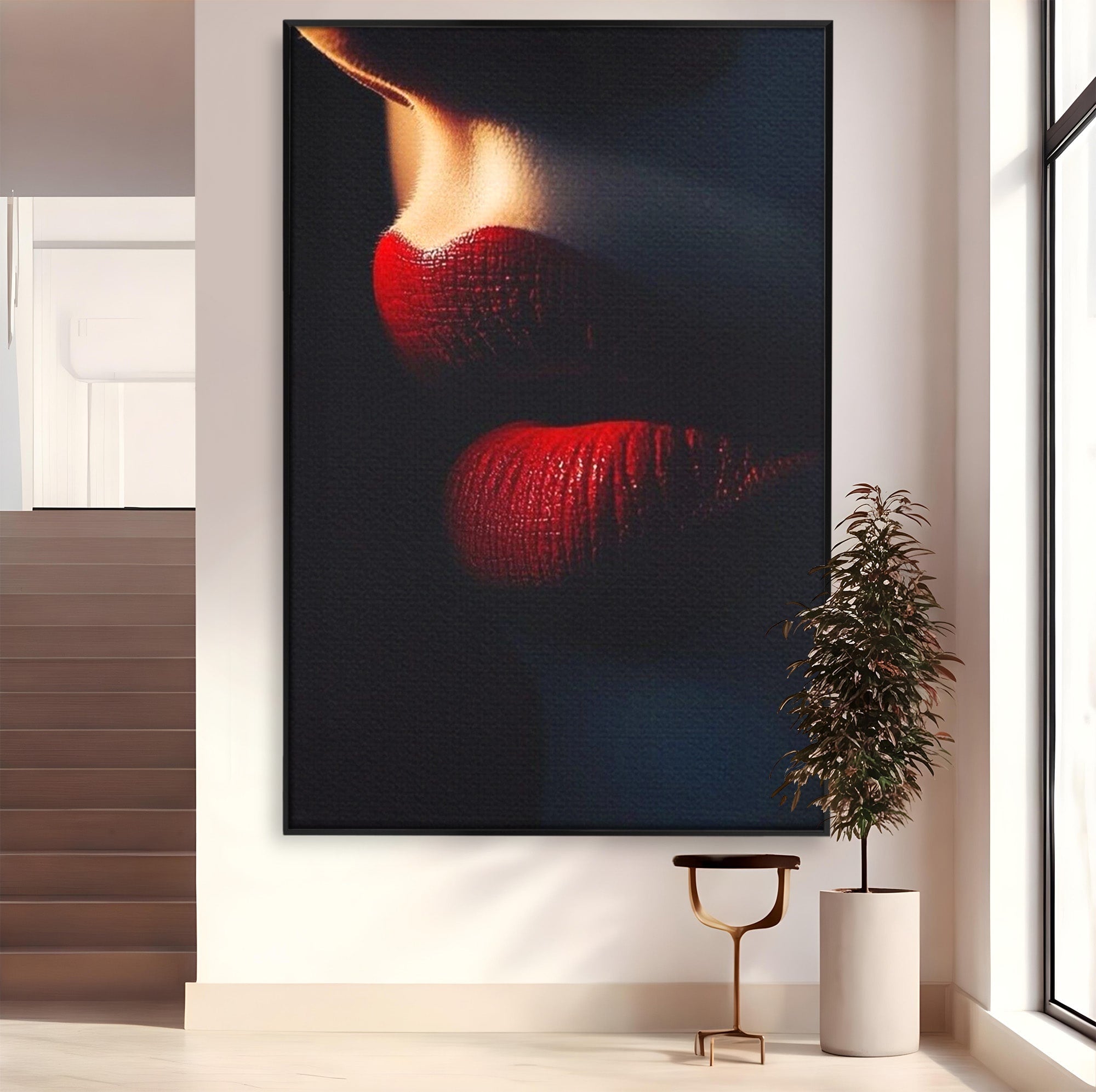Tablou Canvas Premium LuxCanva® PI1038, Sarutul Misterios, Sarut, Portret, Seductie, Dormitor, Intimitate, Culori Vibrante