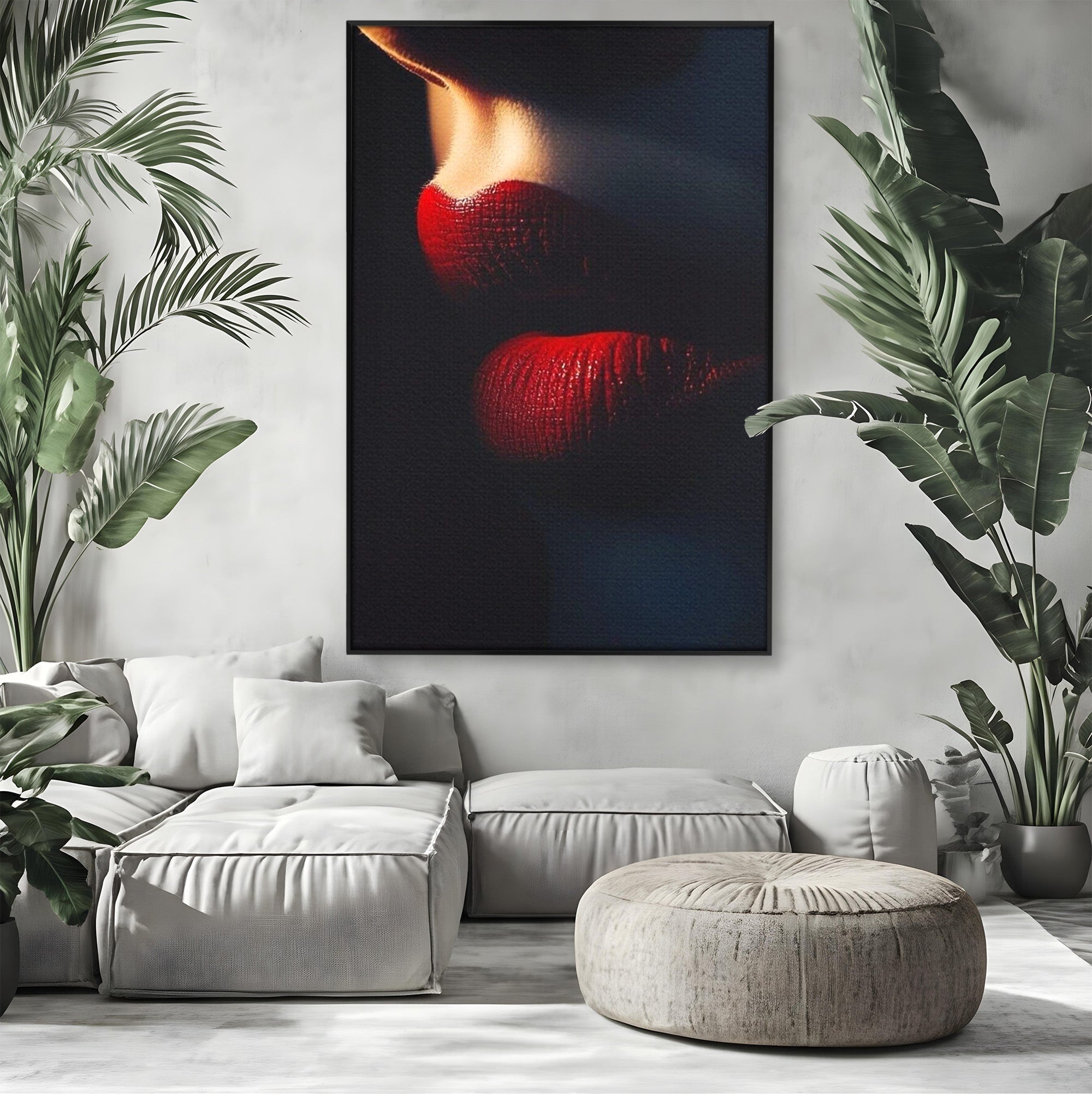 Tablou Canvas Premium LuxCanva® PI1038, Sarutul Misterios, Sarut, Portret, Seductie, Dormitor, Intimitate, Culori Vibrante