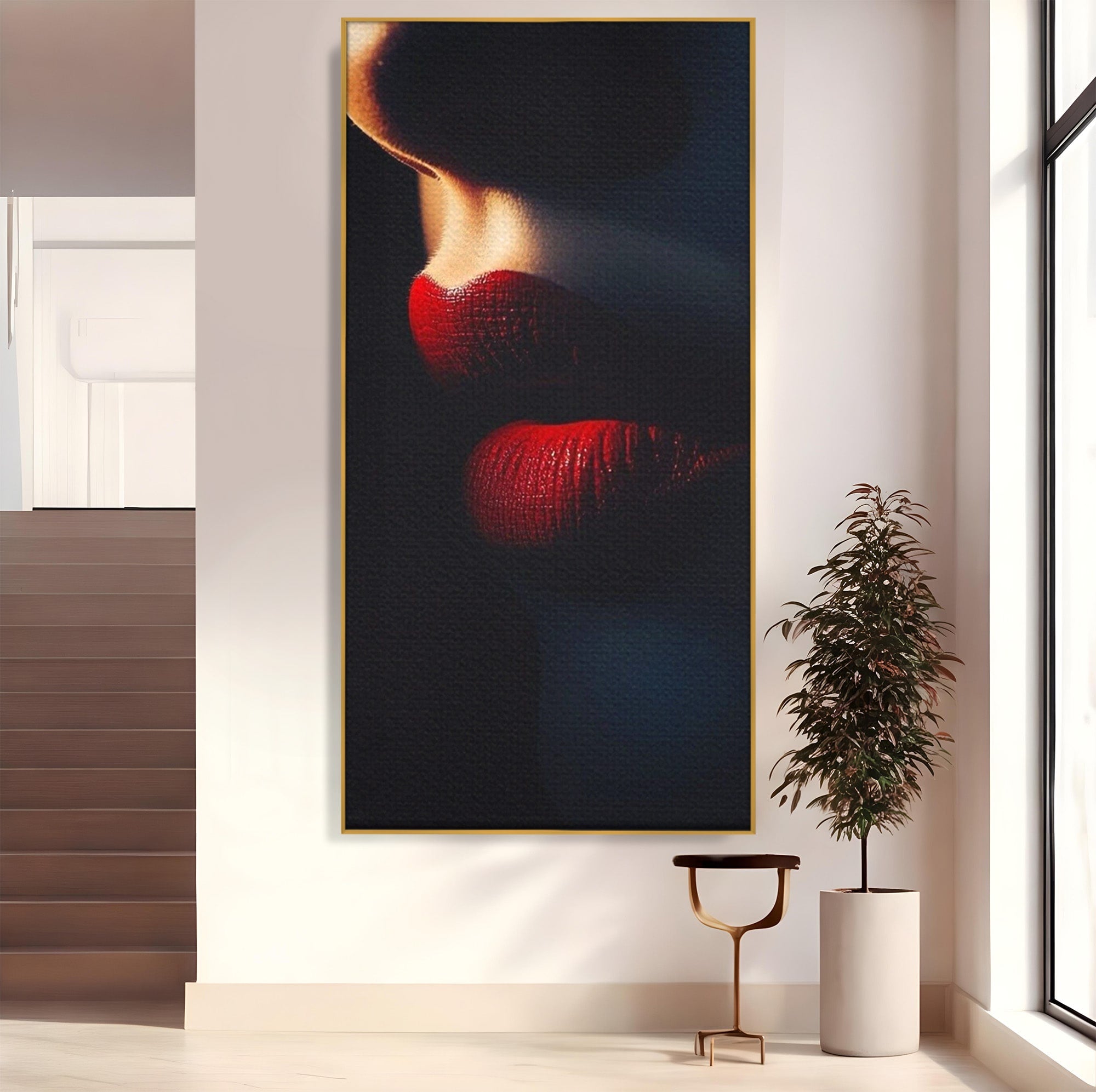 Tablou Canvas Premium LuxCanva® PI1038, Sarutul Misterios, Sarut, Portret, Seductie, Dormitor, Intimitate, Culori Vibrante