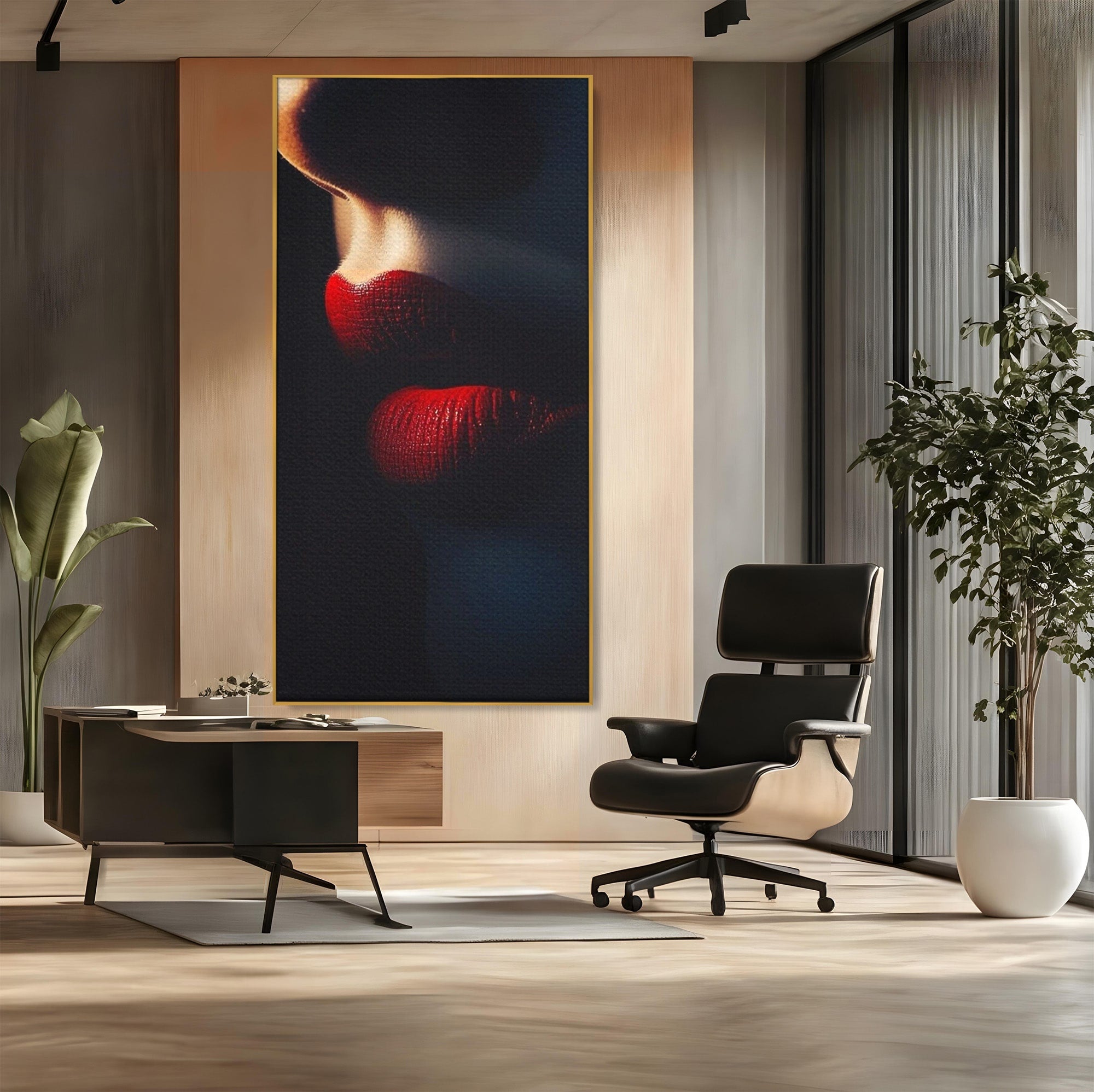 Tablou Canvas Premium LuxCanva® PI1038, Sarutul Misterios, Sarut, Portret, Seductie, Dormitor, Intimitate, Culori Vibrante