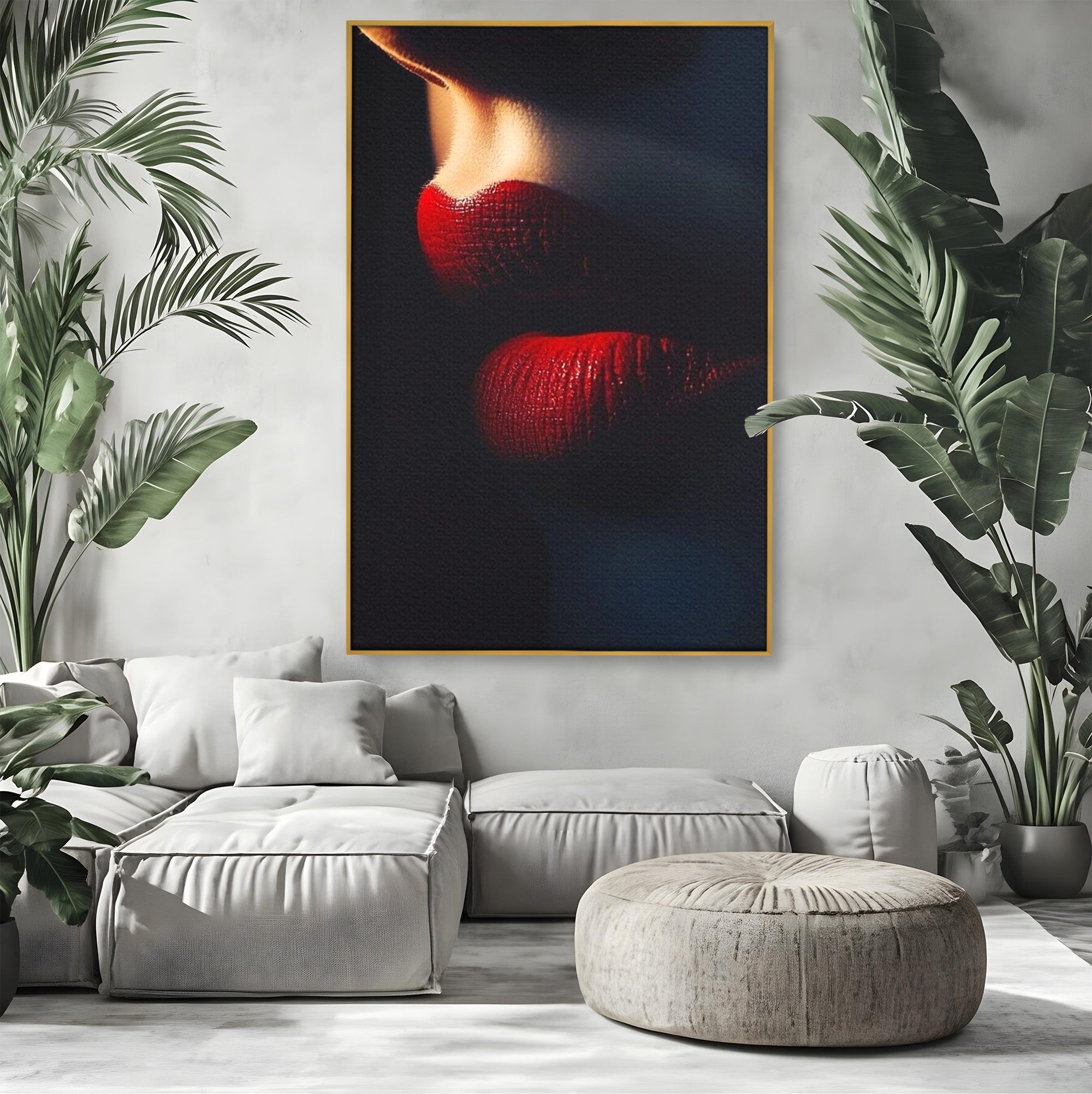 Tablou Canvas Premium LuxCanva® PI1038, Sarutul Misterios, Sarut, Portret, Seductie, Dormitor, Intimitate, Culori Vibrante