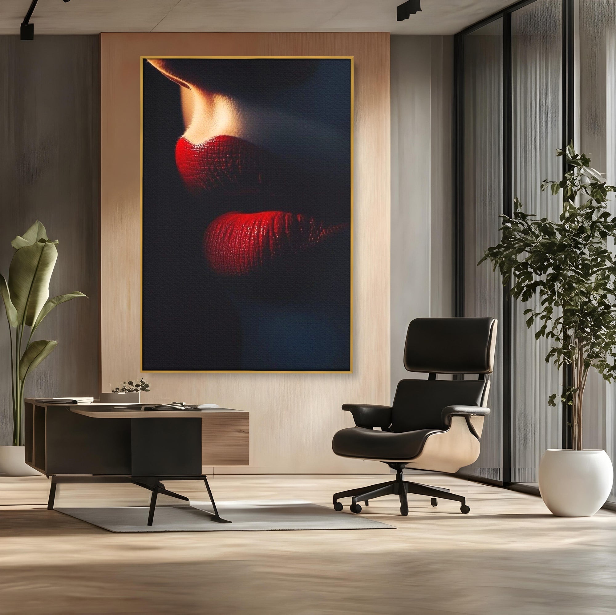 Tablou Canvas Premium LuxCanva® PI1038, Sarutul Misterios, Sarut, Portret, Seductie, Dormitor, Intimitate, Culori Vibrante