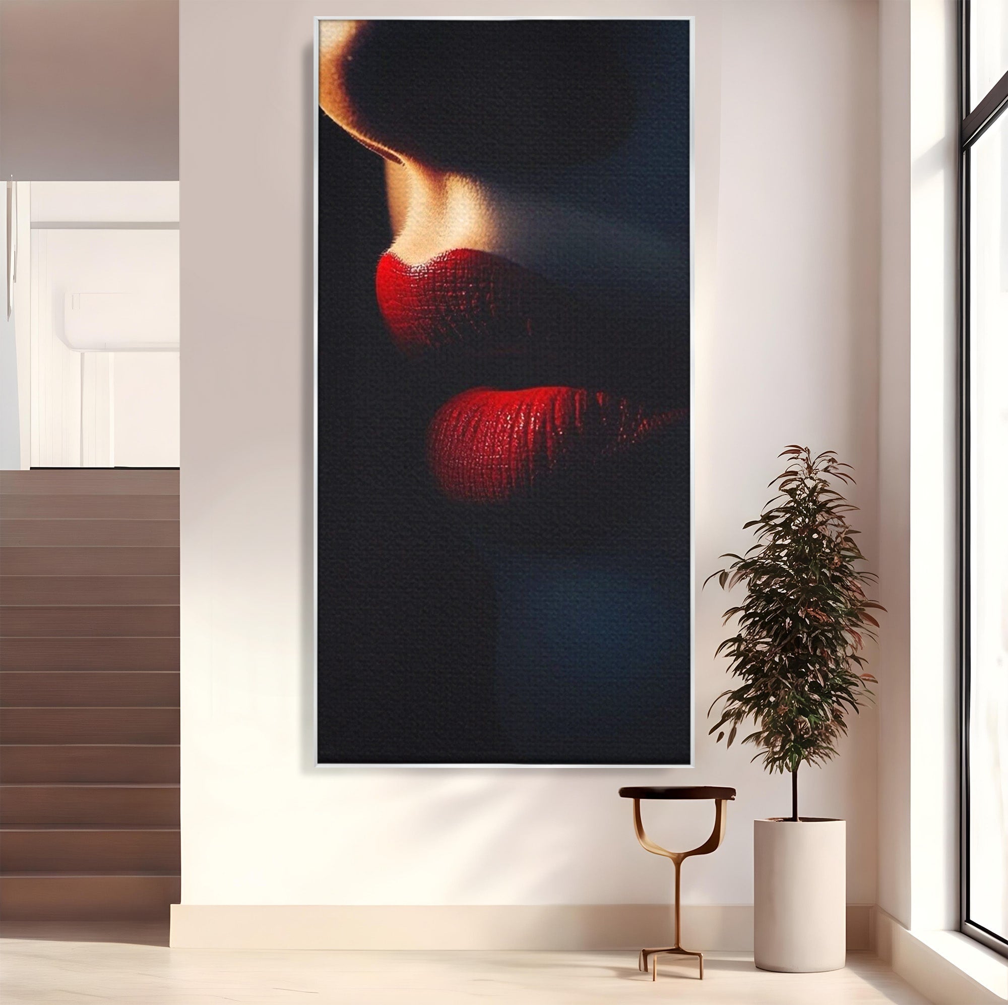 Tablou Canvas Premium LuxCanva® PI1038, Sarutul Misterios, Sarut, Portret, Seductie, Dormitor, Intimitate, Culori Vibrante