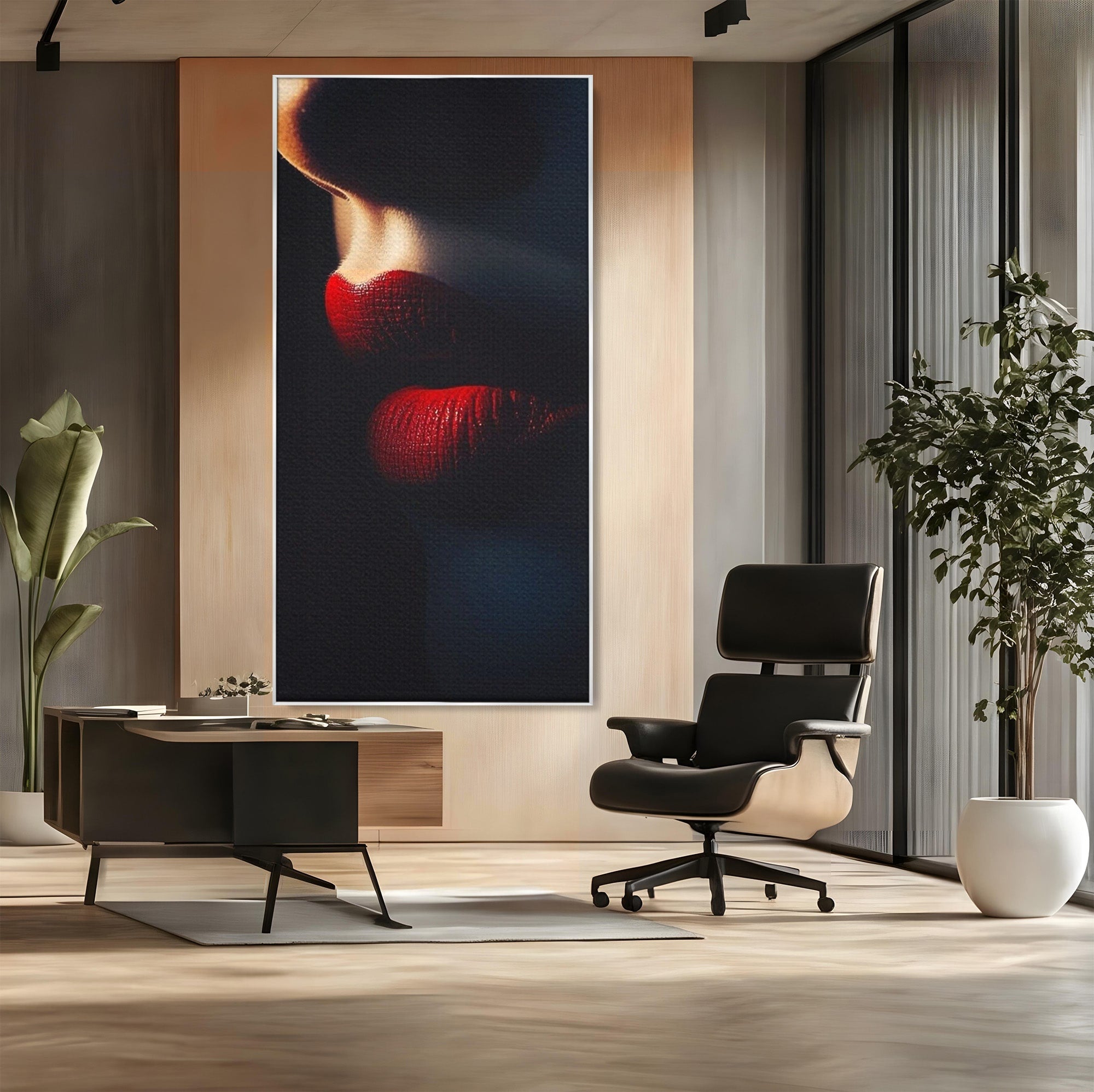 Tablou Canvas Premium LuxCanva® PI1038, Sarutul Misterios, Sarut, Portret, Seductie, Dormitor, Intimitate, Culori Vibrante