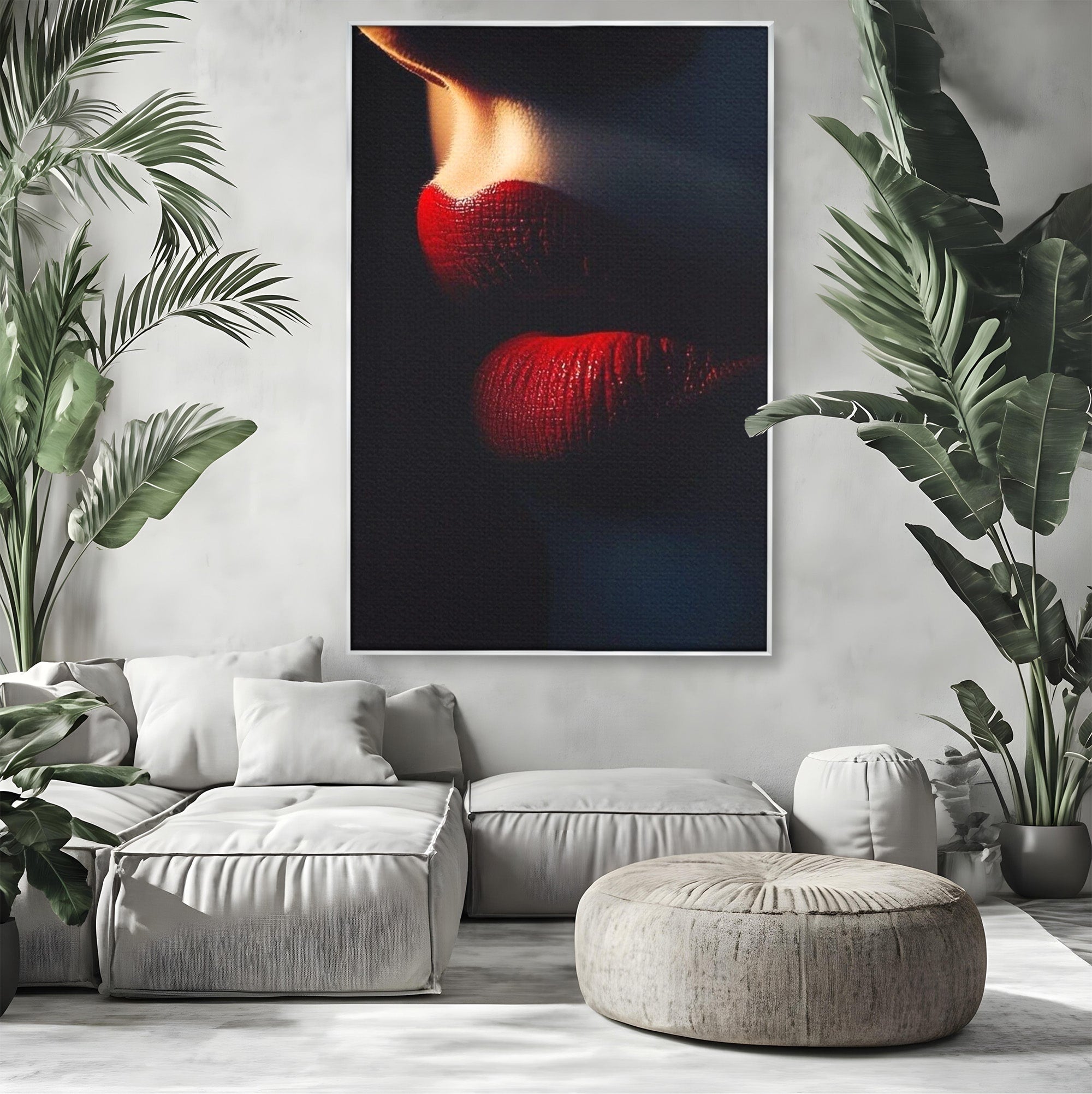 Tablou Canvas Premium LuxCanva® PI1038, Sarutul Misterios, Sarut, Portret, Seductie, Dormitor, Intimitate, Culori Vibrante