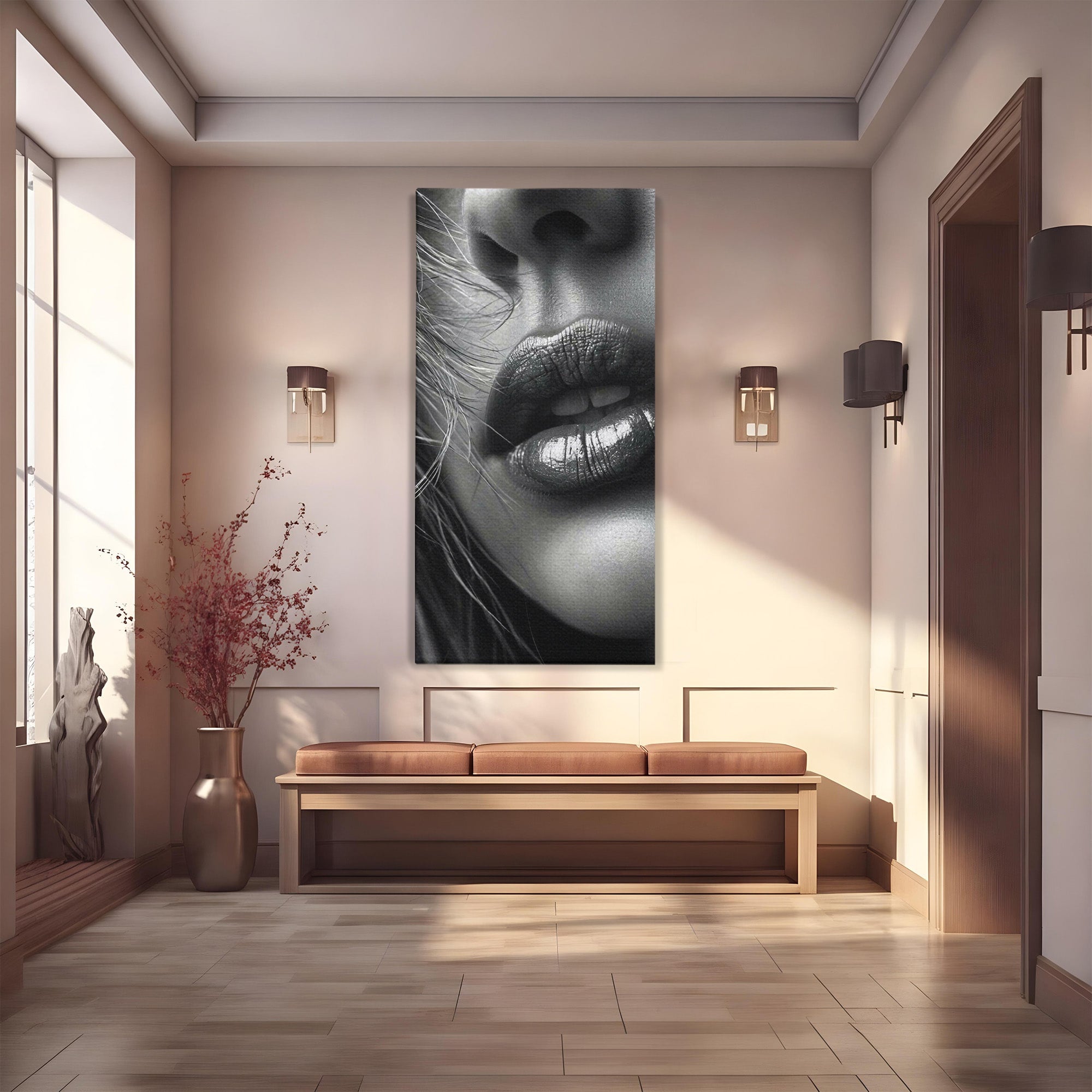 Tablou Canvas Premium LuxCanva® PI1039, Detaliu Buze Seducatoare, Portret, Buze, Detaliu, Arta, Dormitor, Culori Vibrante