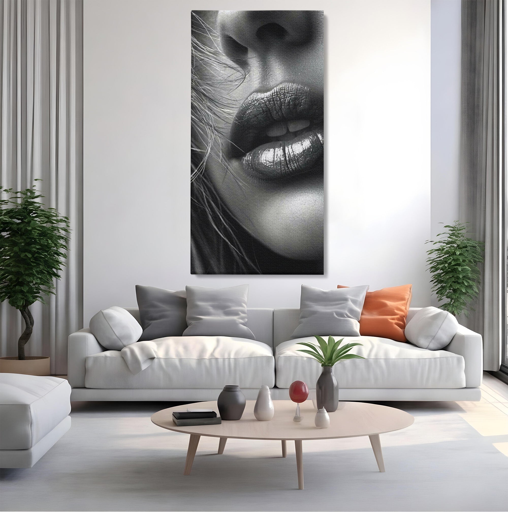 Tablou Canvas Premium LuxCanva® PI1039, Detaliu Buze Seducatoare, Portret, Buze, Detaliu, Arta, Dormitor, Culori Vibrante