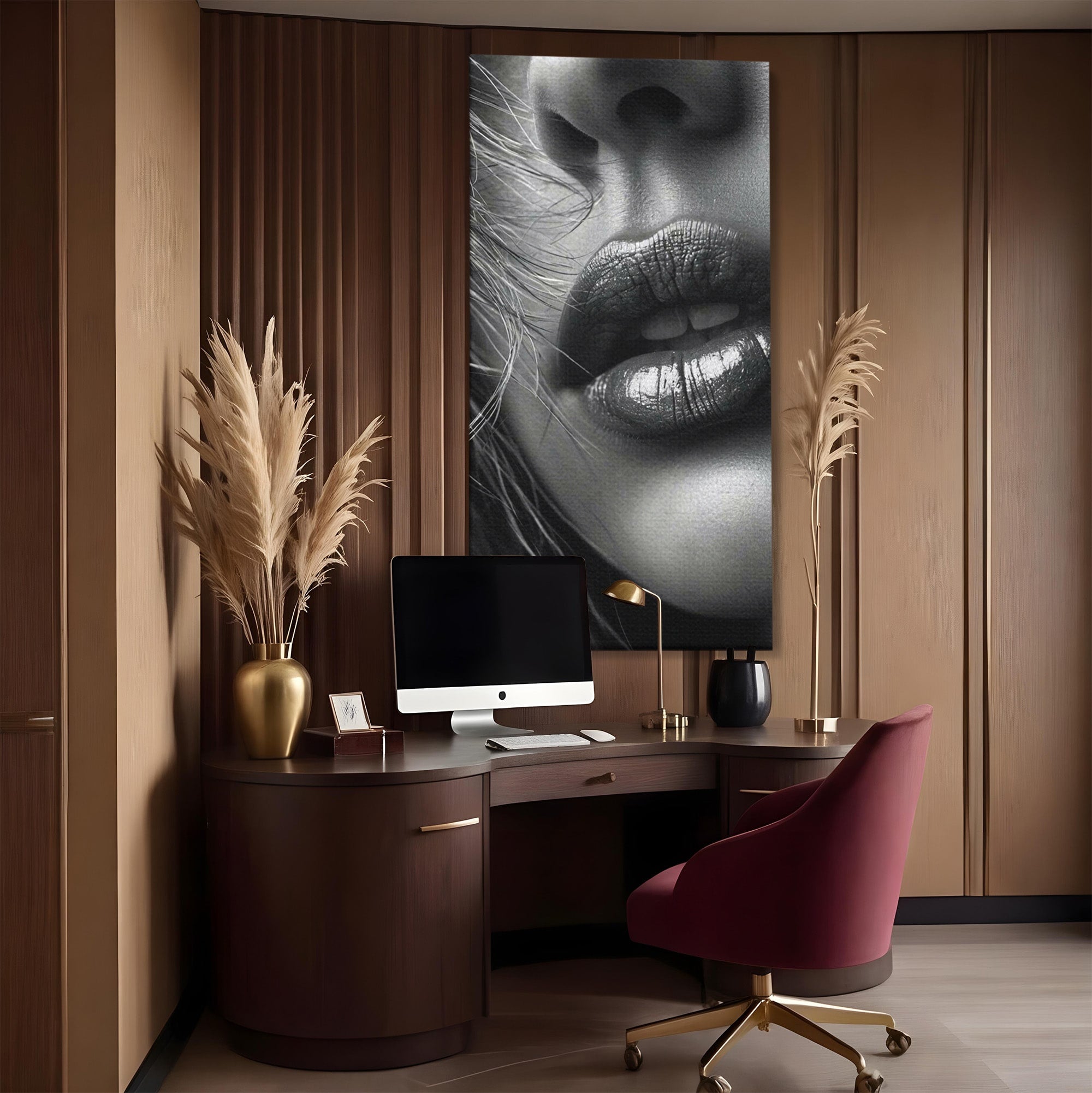 Tablou Canvas Premium LuxCanva® PI1039, Detaliu Buze Seducatoare, Portret, Buze, Detaliu, Arta, Dormitor, Culori Vibrante