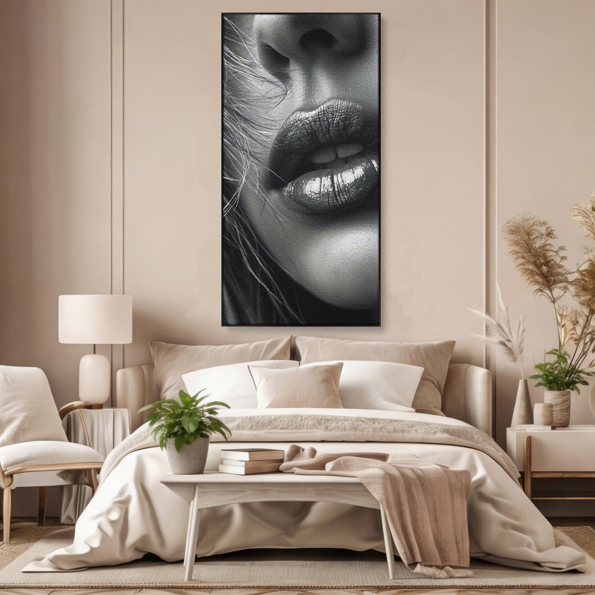 Tablou Canvas Premium LuxCanva® PI1039, Detaliu Buze Seducatoare, Portret, Buze, Detaliu, Arta, Dormitor, Culori Vibrante