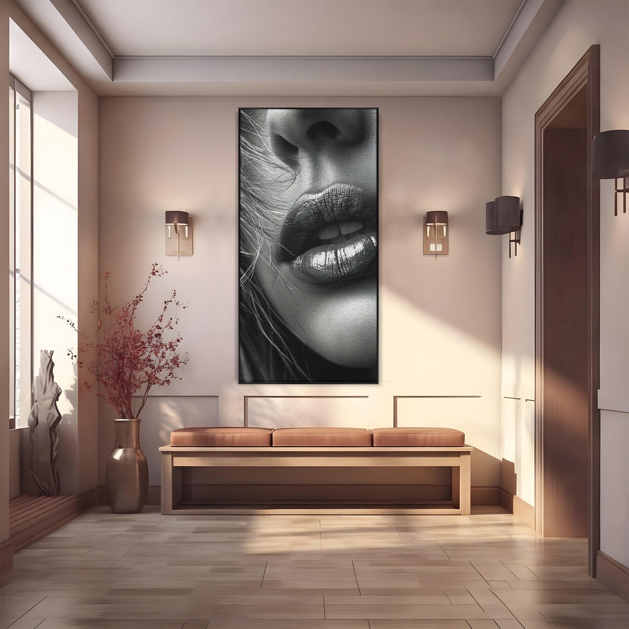 Tablou Canvas Premium LuxCanva® PI1039, Detaliu Buze Seducatoare, Portret, Buze, Detaliu, Arta, Dormitor, Culori Vibrante