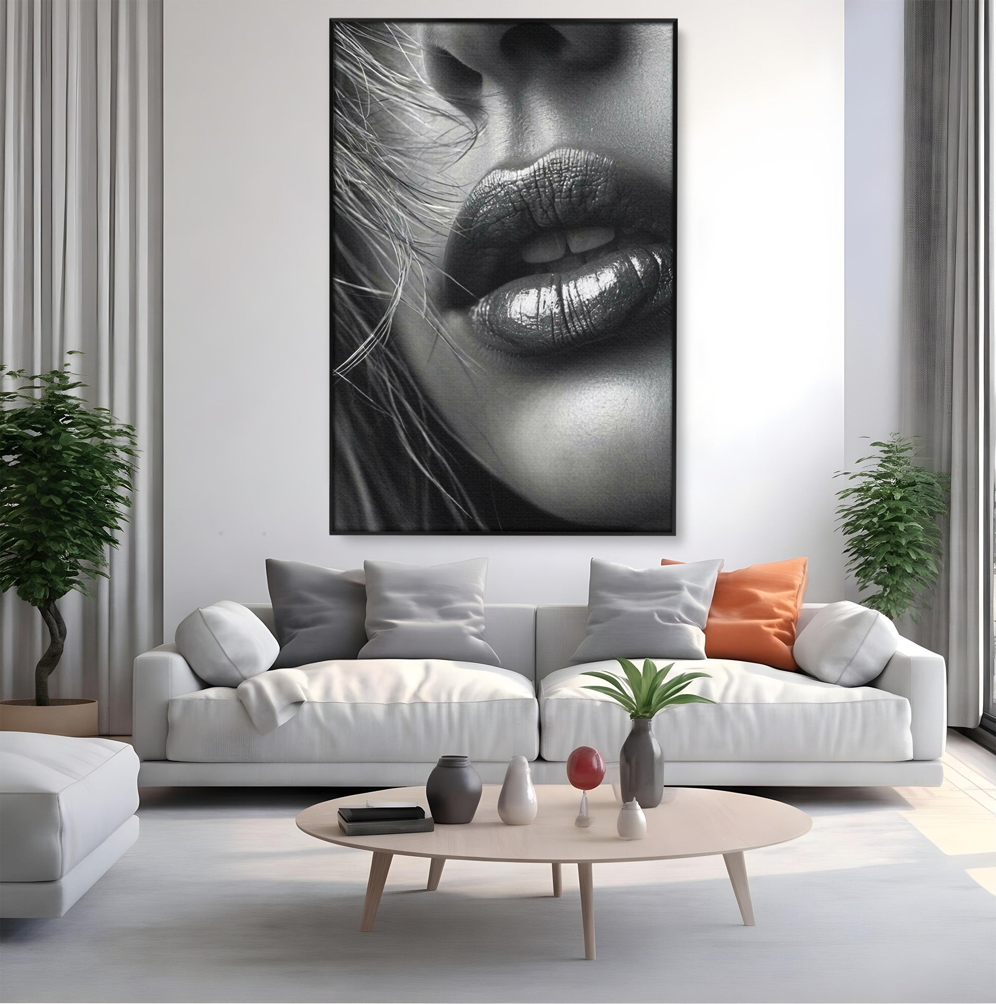 Tablou Canvas Premium LuxCanva® PI1039, Detaliu Buze Seducatoare, Portret, Buze, Detaliu, Arta, Dormitor, Culori Vibrante