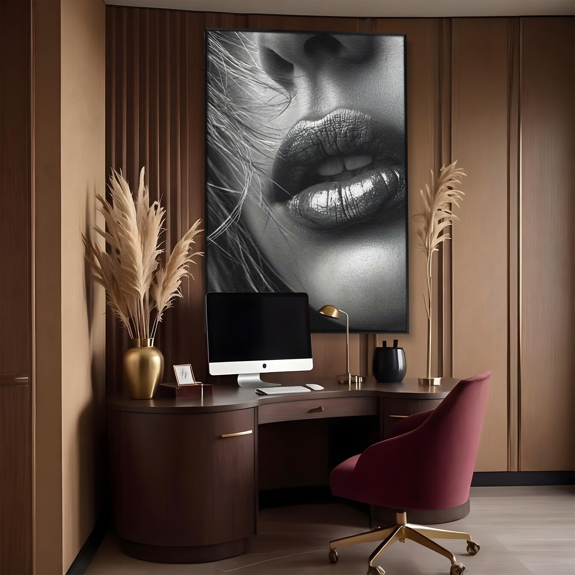 Tablou Canvas Premium LuxCanva® PI1039, Detaliu Buze Seducatoare, Portret, Buze, Detaliu, Arta, Dormitor, Culori Vibrante