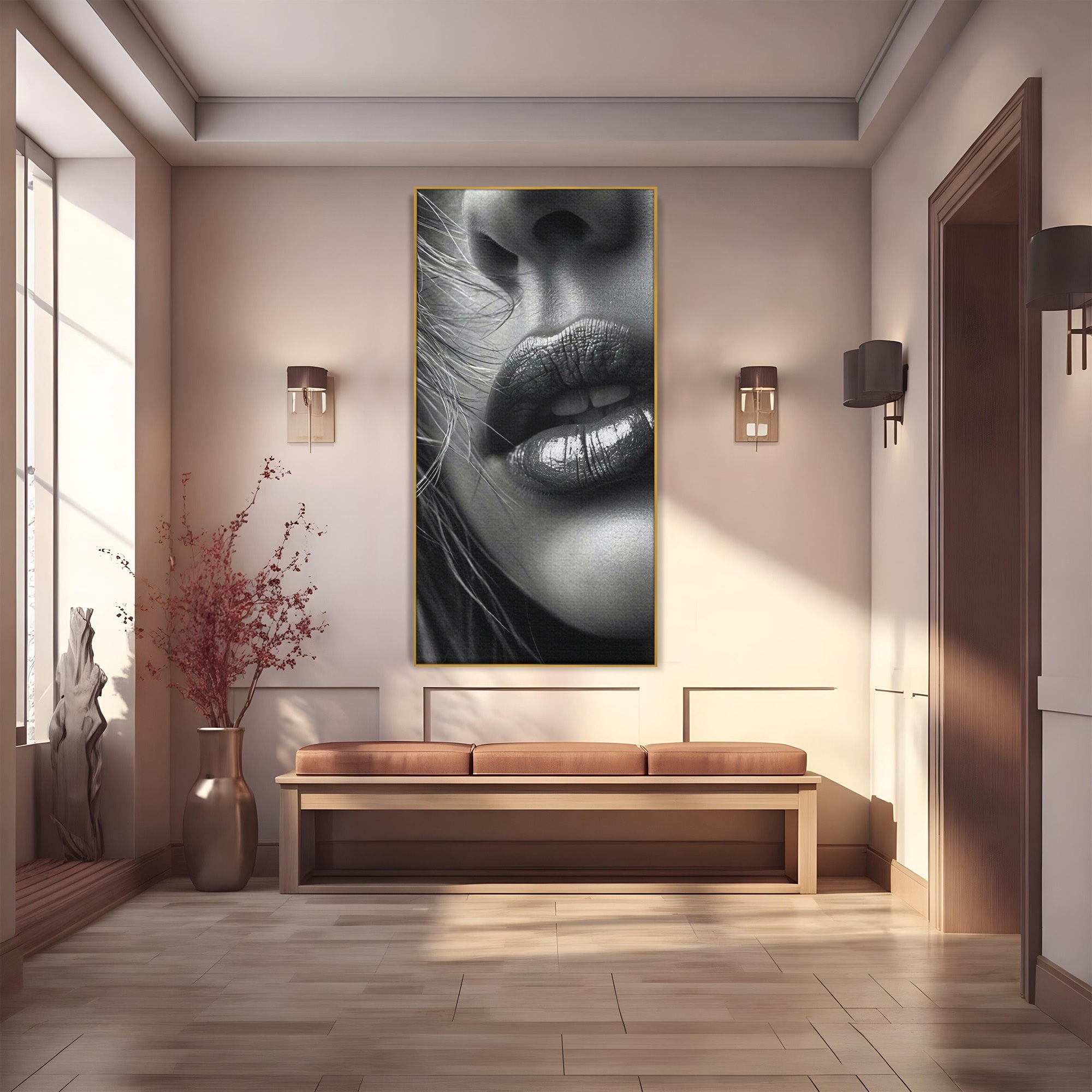 Tablou Canvas Premium LuxCanva® PI1039, Detaliu Buze Seducatoare, Portret, Buze, Detaliu, Arta, Dormitor, Culori Vibrante