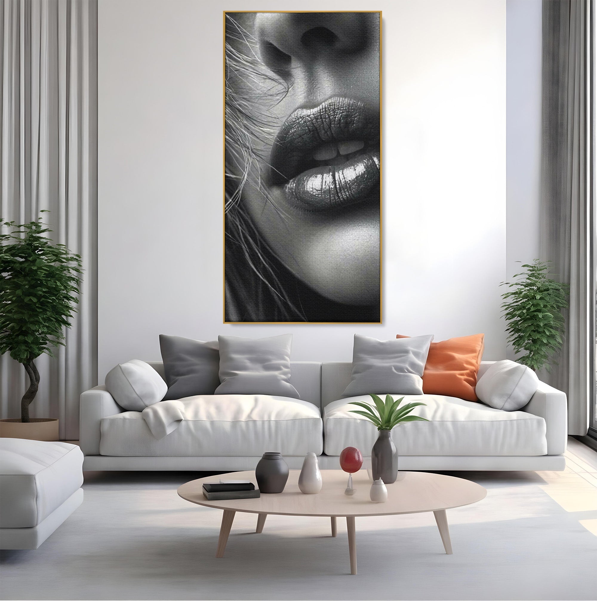 Tablou Canvas Premium LuxCanva® PI1039, Detaliu Buze Seducatoare, Portret, Buze, Detaliu, Arta, Dormitor, Culori Vibrante