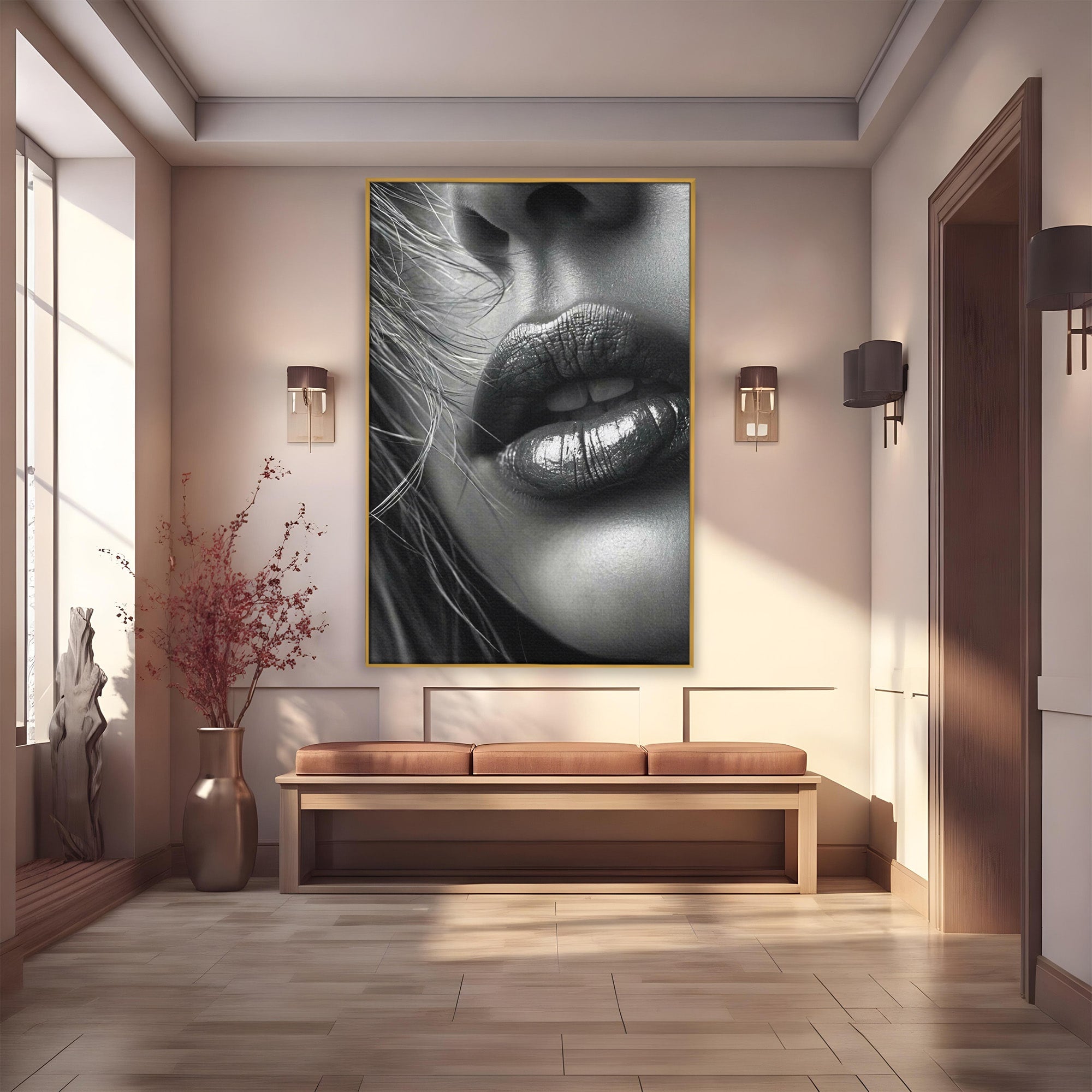 Tablou Canvas Premium LuxCanva® PI1039, Detaliu Buze Seducatoare, Portret, Buze, Detaliu, Arta, Dormitor, Culori Vibrante