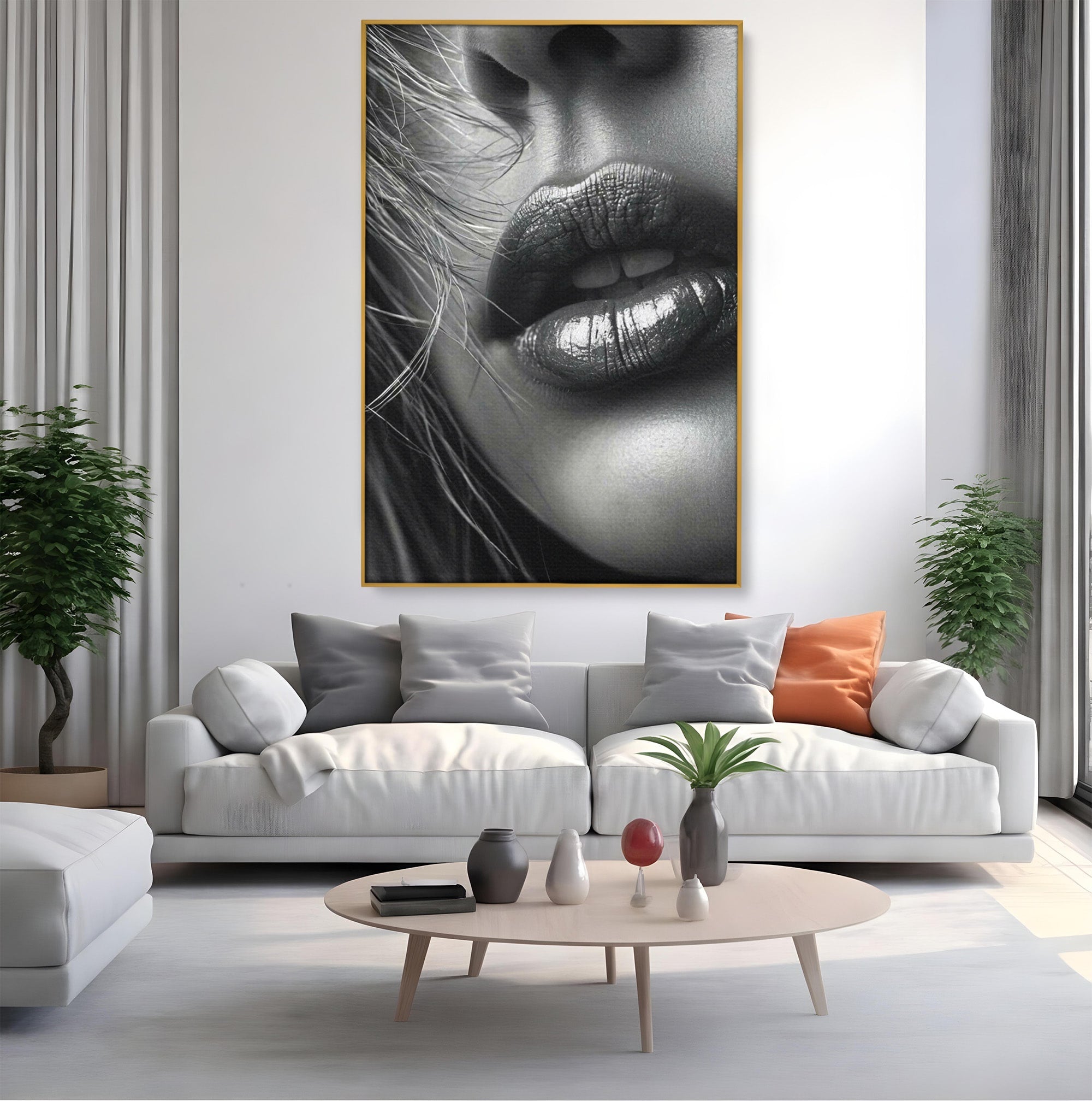 Tablou Canvas Premium LuxCanva® PI1039, Detaliu Buze Seducatoare, Portret, Buze, Detaliu, Arta, Dormitor, Culori Vibrante
