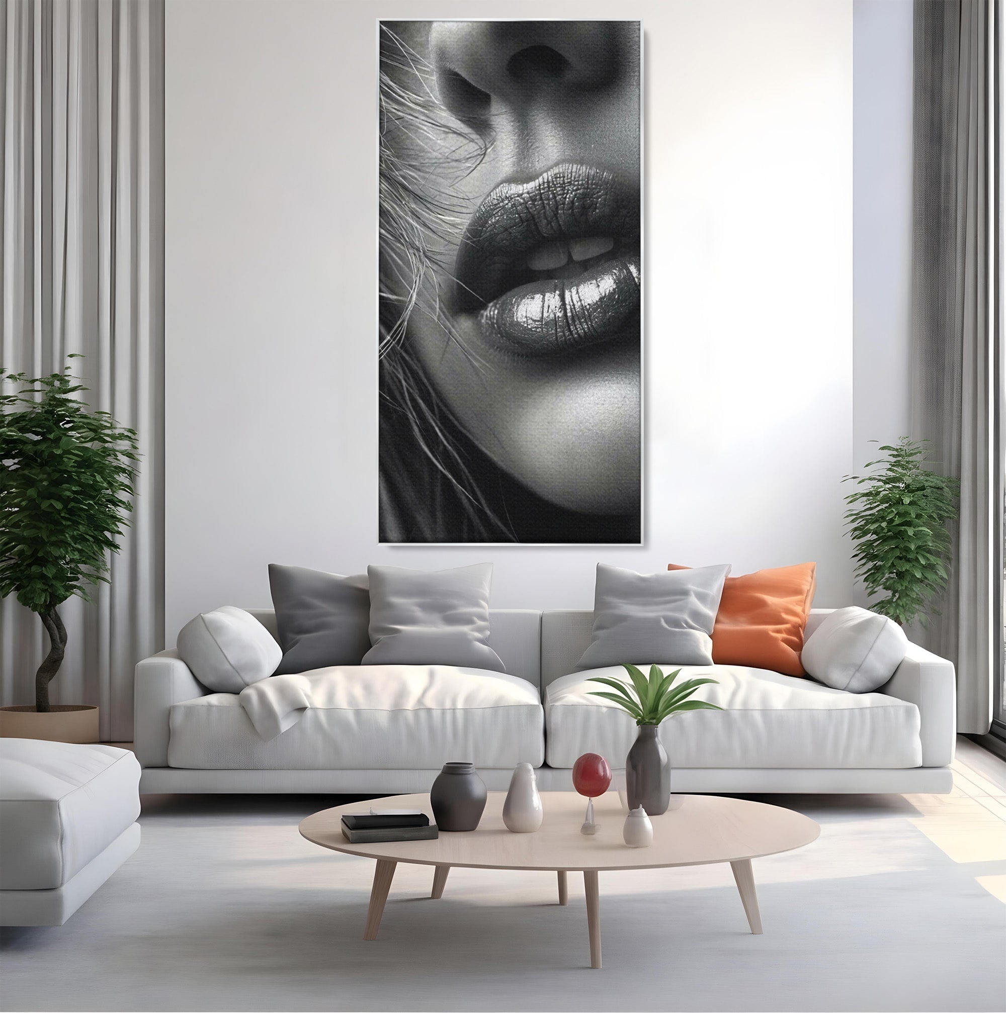 Tablou Canvas Premium LuxCanva® PI1039, Detaliu Buze Seducatoare, Portret, Buze, Detaliu, Arta, Dormitor, Culori Vibrante