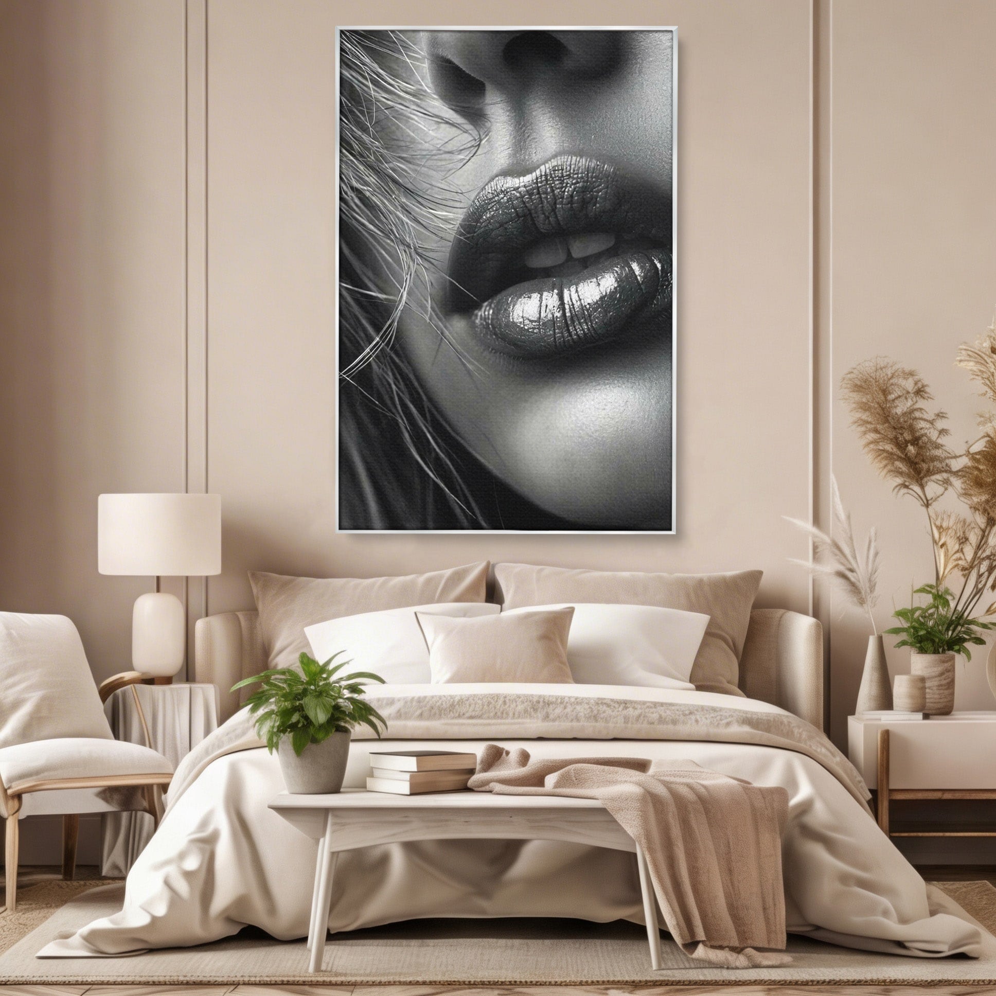 Tablou Canvas Premium LuxCanva® PI1039, Detaliu Buze Seducatoare, Portret, Buze, Detaliu, Arta, Dormitor, Culori Vibrante