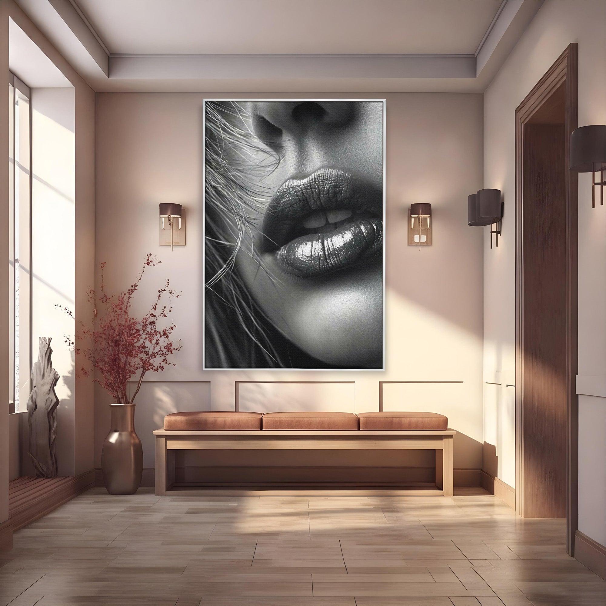 Tablou Canvas Premium LuxCanva® PI1039, Detaliu Buze Seducatoare, Portret, Buze, Detaliu, Arta, Dormitor, Culori Vibrante