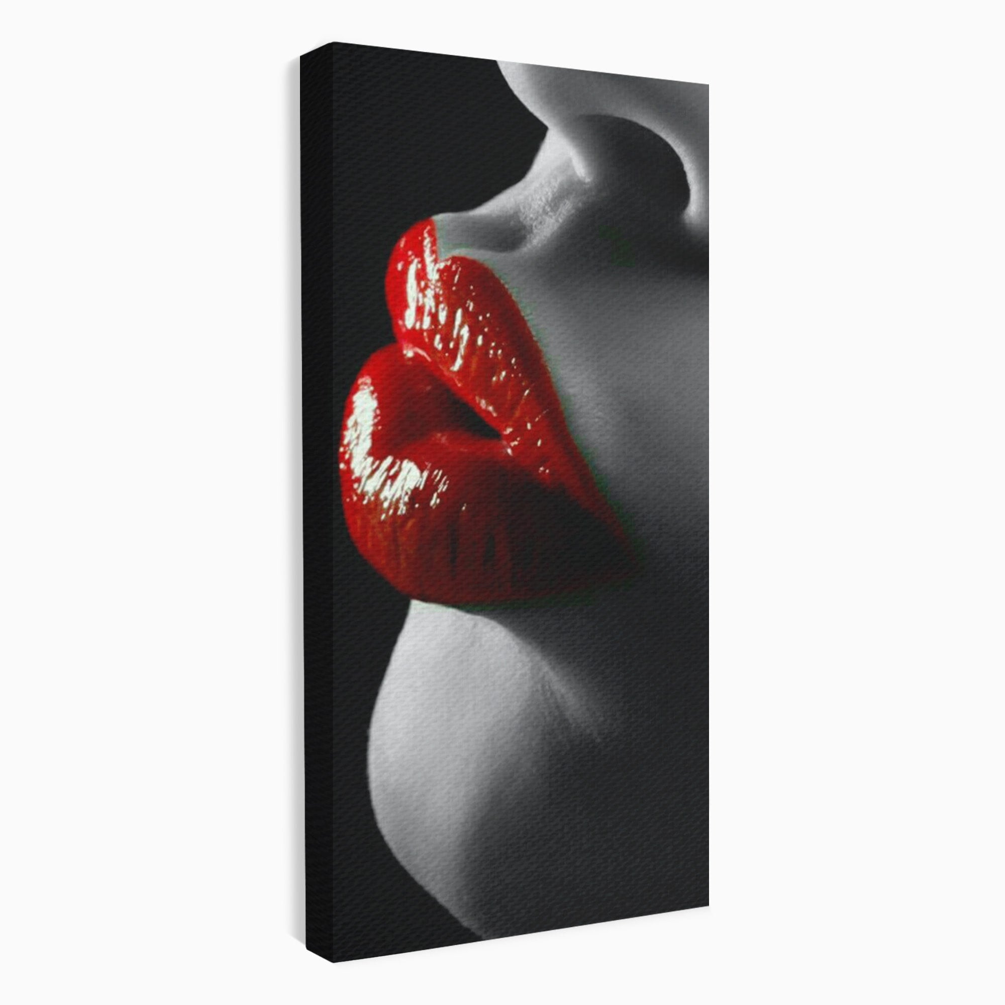 Tablou Canvas Premium LuxCanva® PI1040, Sarutul Rosu, Buze, Arta, Modern, Sensualitate, Dormitor, Culori Vibrante