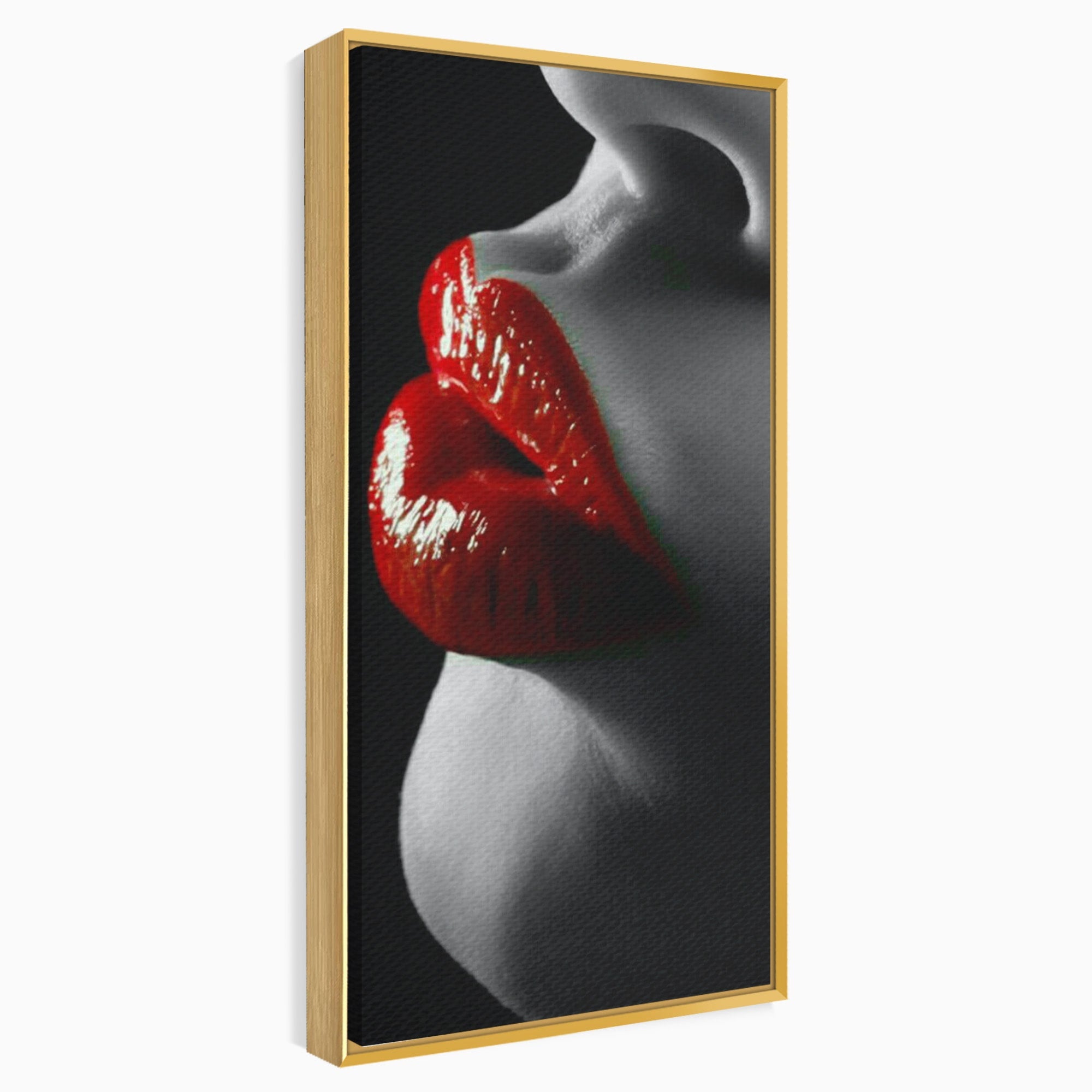 Tablou Canvas Premium LuxCanva® PI1040, Sarutul Rosu, Buze, Arta, Modern, Sensualitate, Dormitor, Culori Vibrante