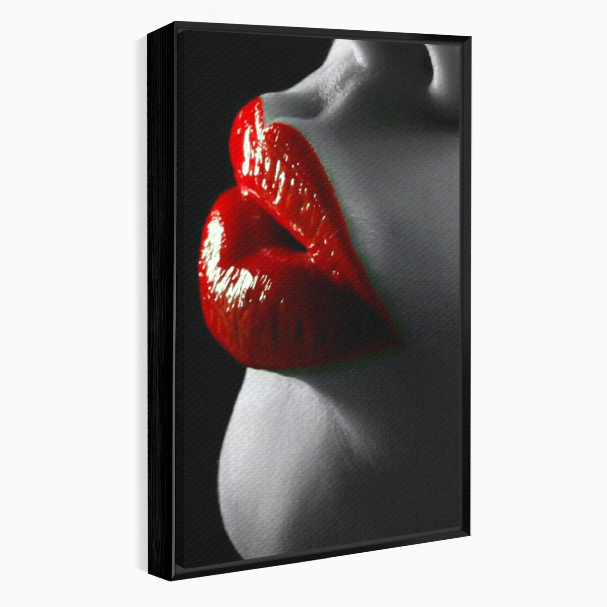 Tablou Canvas Premium LuxCanva® PI1040, Sarutul Rosu, Buze, Arta, Modern, Sensualitate, Dormitor, Culori Vibrante