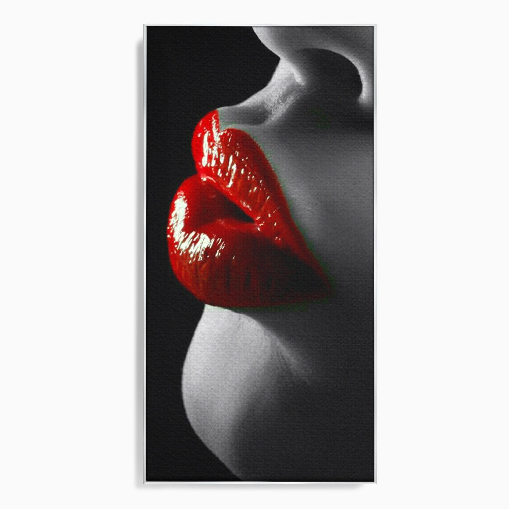 Tablou Canvas Premium LuxCanva® PI1040, Sarutul Rosu, Buze, Arta, Modern, Sensualitate, Dormitor, Culori Vibrante
