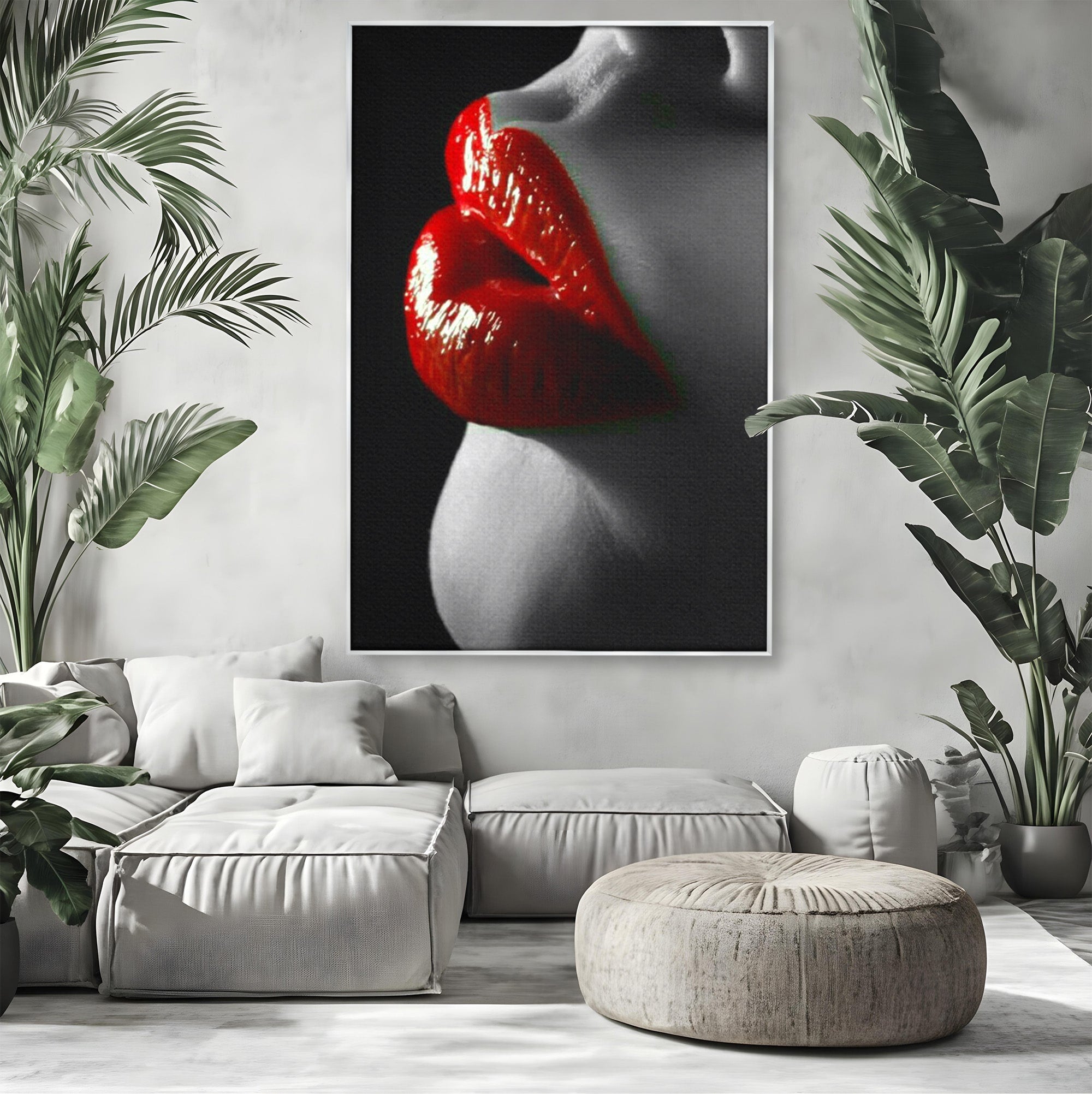 Tablou Canvas Premium LuxCanva® PI1040, Sarutul Rosu, Buze, Arta, Modern, Sensualitate, Dormitor, Culori Vibrante