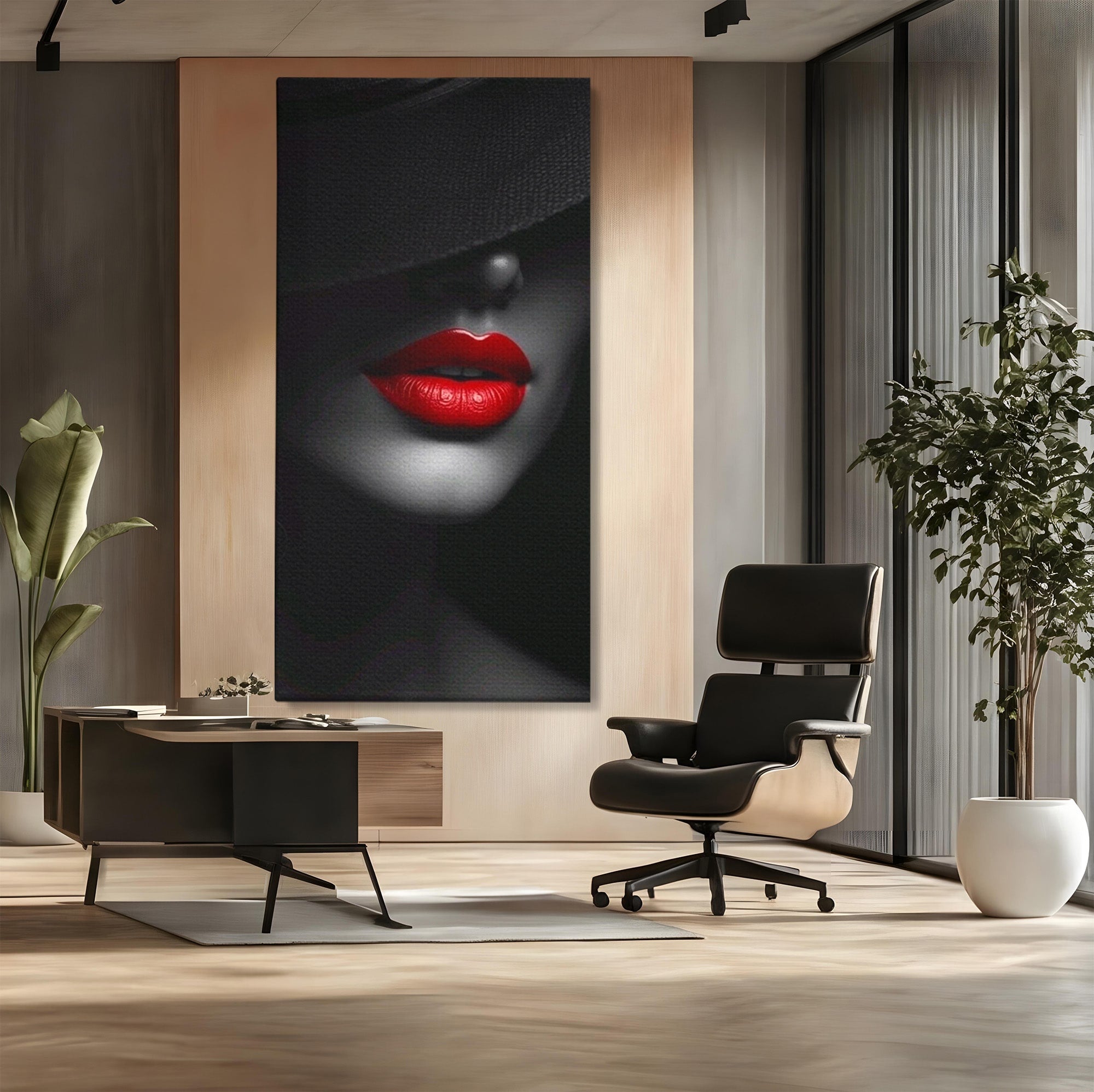 Tablou Canvas Premium LuxCanva® PI1041, Seductie In Umbra, Portret, Mister, Eleganta, Moda, Dormitor, Culori Vibrante