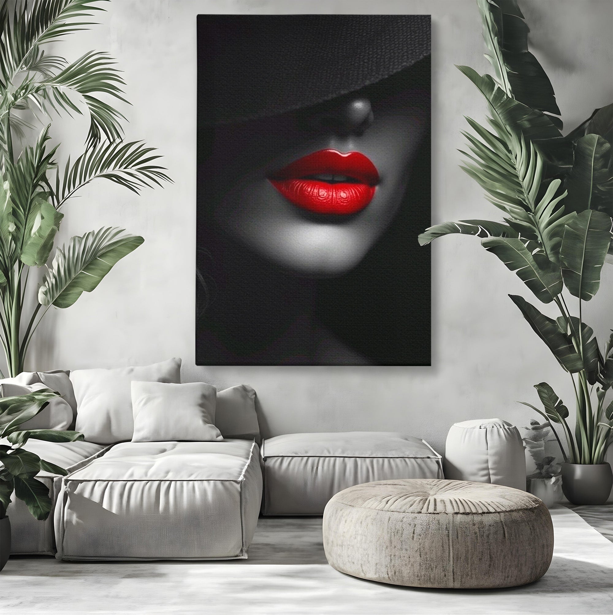 Tablou Canvas Premium LuxCanva® PI1041, Seductie In Umbra, Portret, Mister, Eleganta, Moda, Dormitor, Culori Vibrante