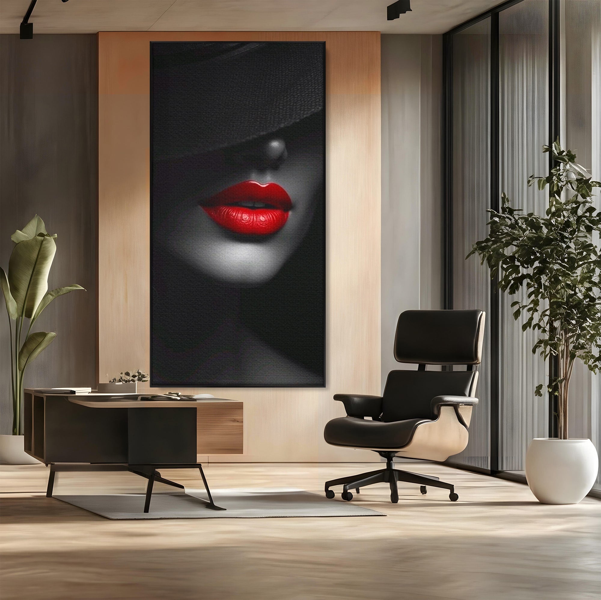 Tablou Canvas Premium LuxCanva® PI1041, Seductie In Umbra, Portret, Mister, Eleganta, Moda, Dormitor, Culori Vibrante