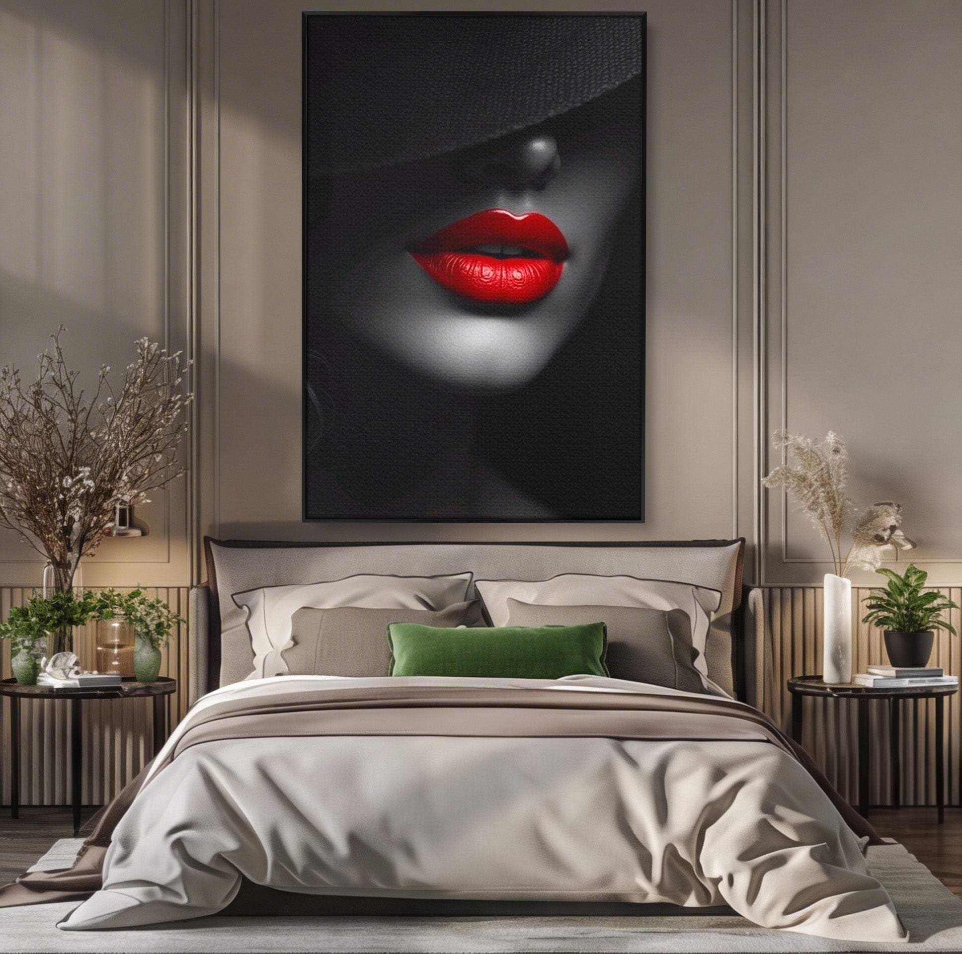 Tablou Canvas Premium LuxCanva® PI1041, Seductie In Umbra, Portret, Mister, Eleganta, Moda, Dormitor, Culori Vibrante