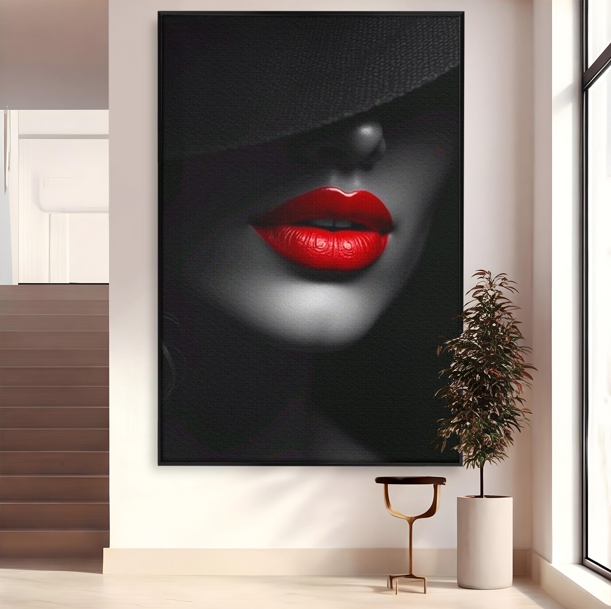 Tablou Canvas Premium LuxCanva® PI1041, Seductie In Umbra, Portret, Mister, Eleganta, Moda, Dormitor, Culori Vibrante