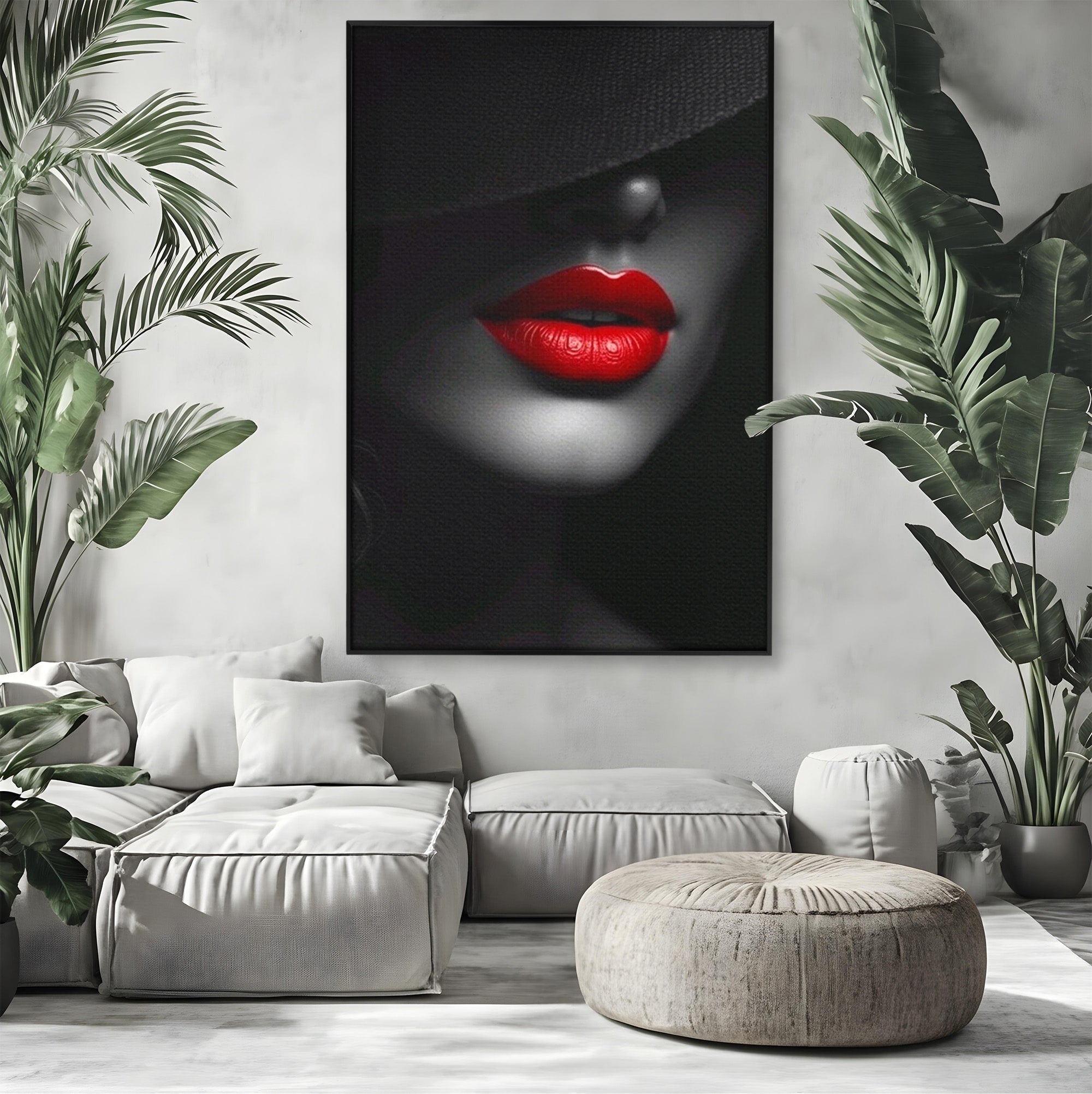 Tablou Canvas Premium LuxCanva® PI1041, Seductie In Umbra, Portret, Mister, Eleganta, Moda, Dormitor, Culori Vibrante