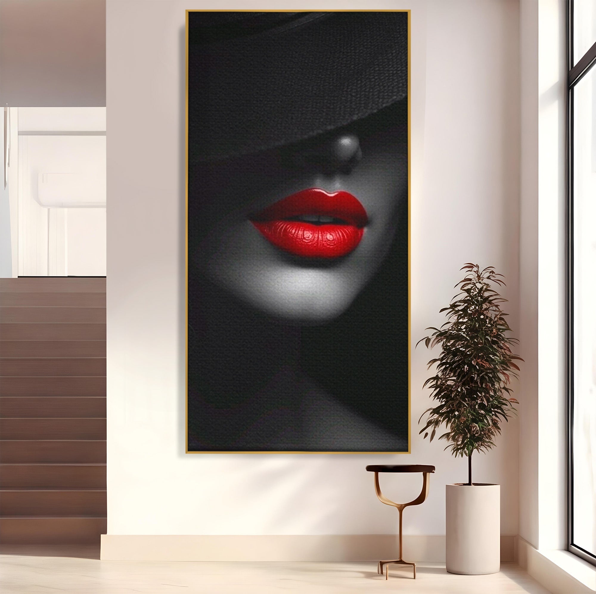 Tablou Canvas Premium LuxCanva® PI1041, Seductie In Umbra, Portret, Mister, Eleganta, Moda, Dormitor, Culori Vibrante