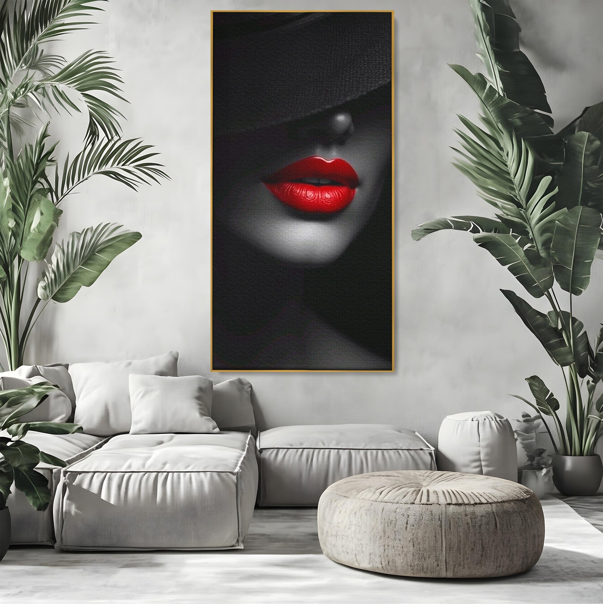 Tablou Canvas Premium LuxCanva® PI1041, Seductie In Umbra, Portret, Mister, Eleganta, Moda, Dormitor, Culori Vibrante