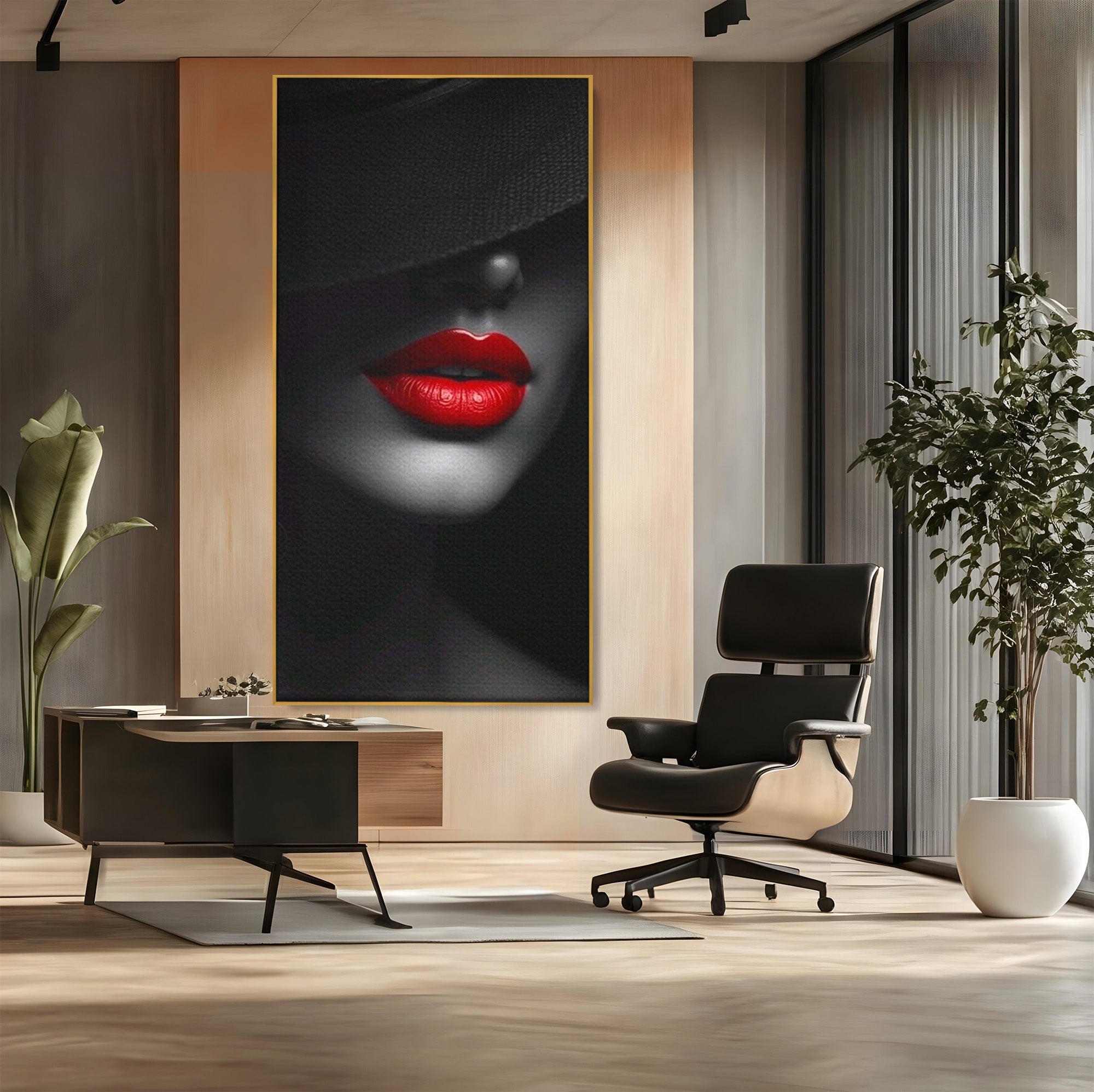 Tablou Canvas Premium LuxCanva® PI1041, Seductie In Umbra, Portret, Mister, Eleganta, Moda, Dormitor, Culori Vibrante