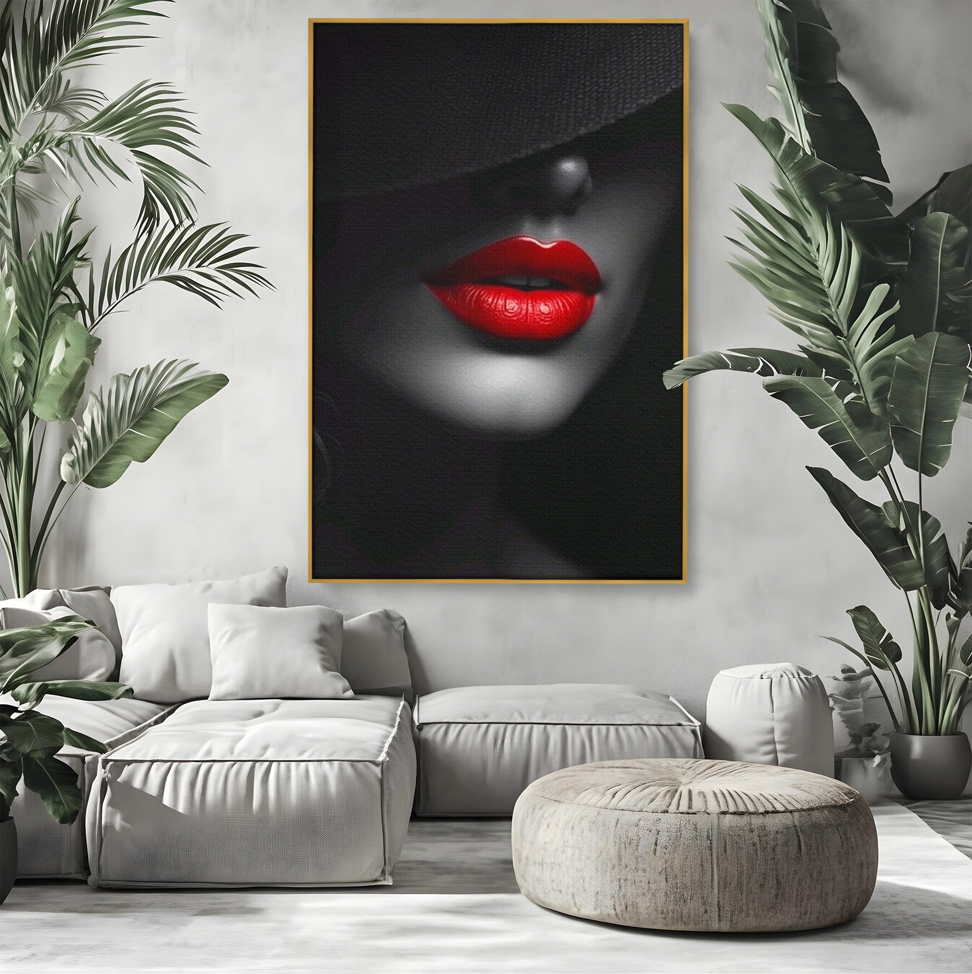 Tablou Canvas Premium LuxCanva® PI1041, Seductie In Umbra, Portret, Mister, Eleganta, Moda, Dormitor, Culori Vibrante