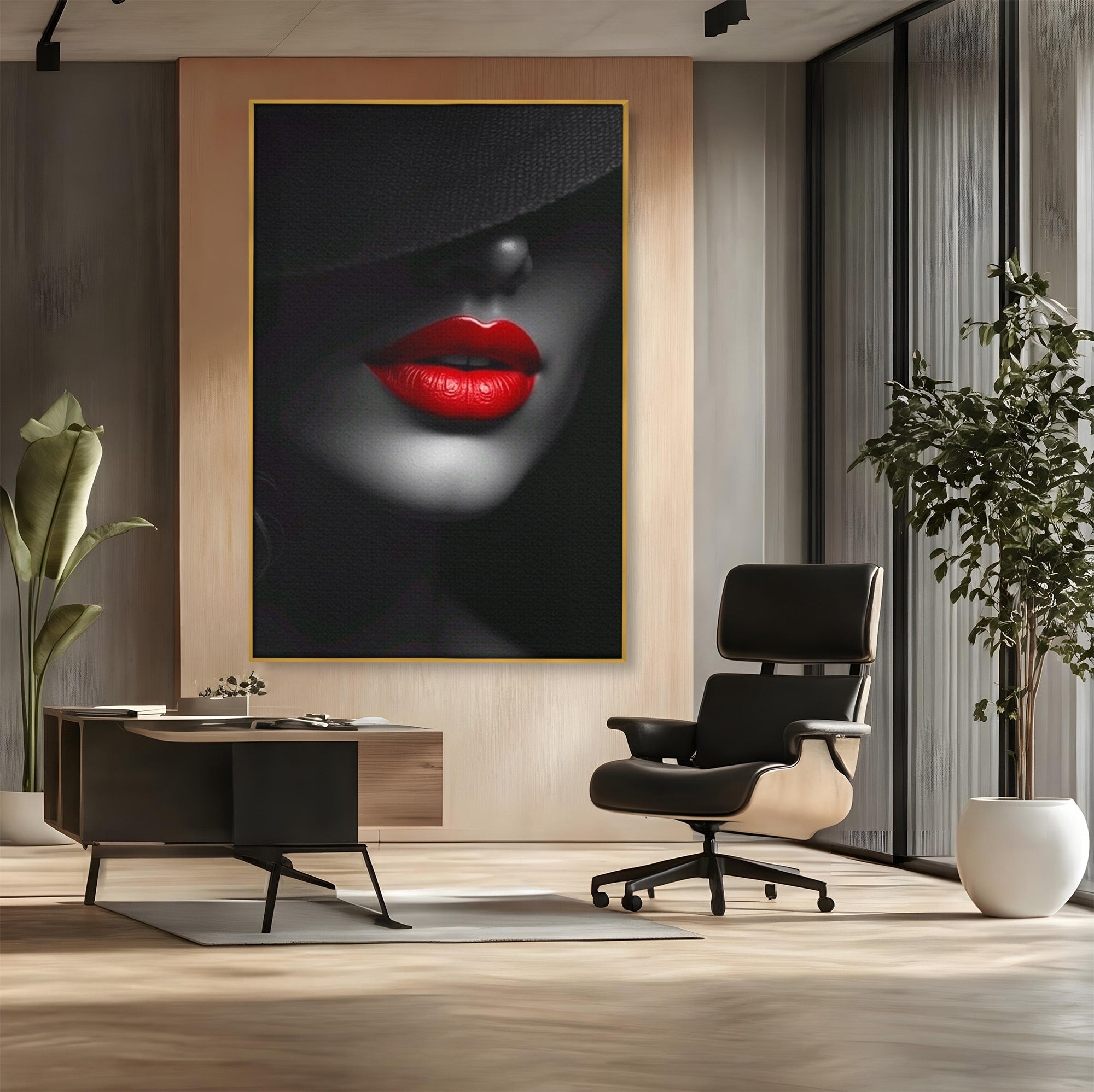 Tablou Canvas Premium LuxCanva® PI1041, Seductie In Umbra, Portret, Mister, Eleganta, Moda, Dormitor, Culori Vibrante