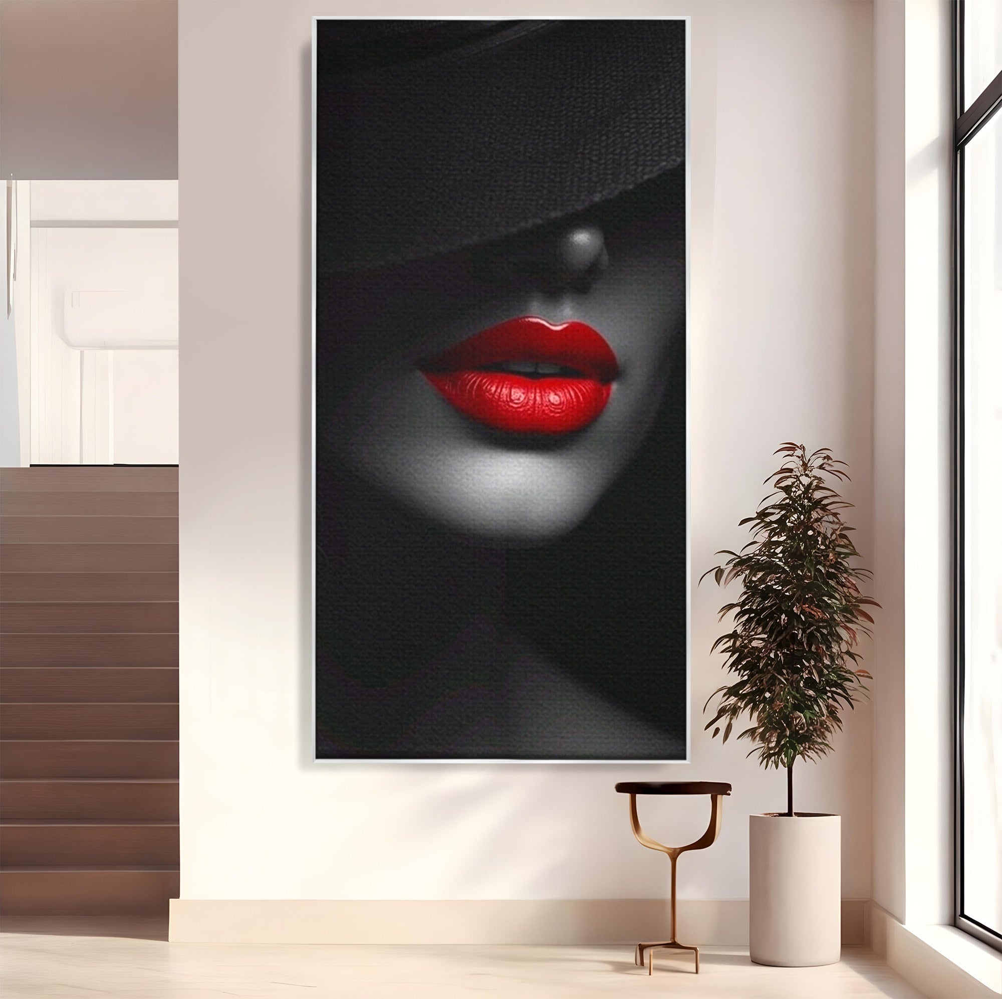 Tablou Canvas Premium LuxCanva® PI1041, Seductie In Umbra, Portret, Mister, Eleganta, Moda, Dormitor, Culori Vibrante