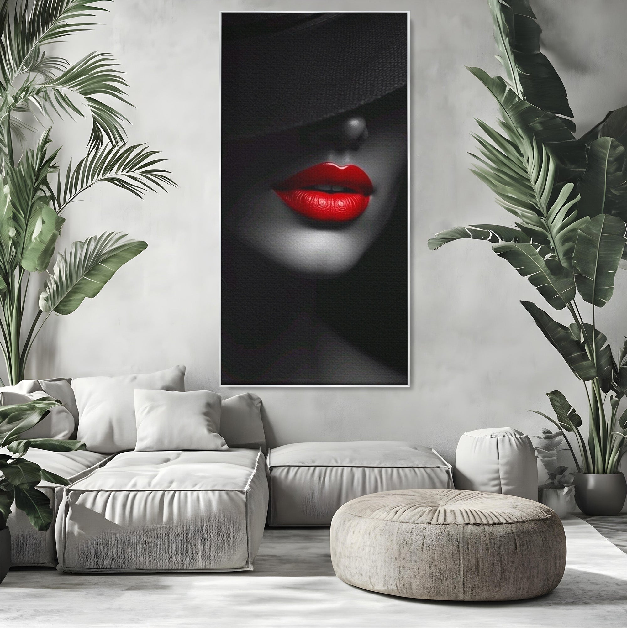 Tablou Canvas Premium LuxCanva® PI1041, Seductie In Umbra, Portret, Mister, Eleganta, Moda, Dormitor, Culori Vibrante