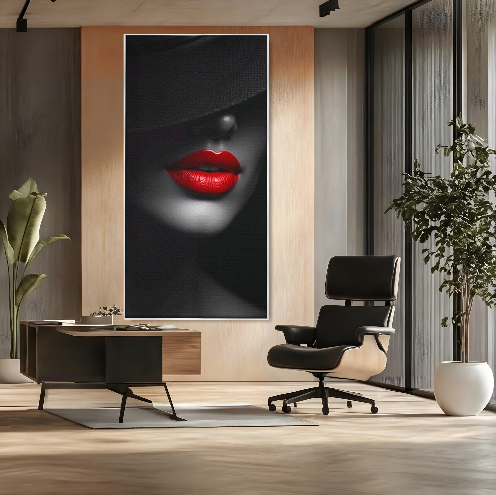 Tablou Canvas Premium LuxCanva® PI1041, Seductie In Umbra, Portret, Mister, Eleganta, Moda, Dormitor, Culori Vibrante