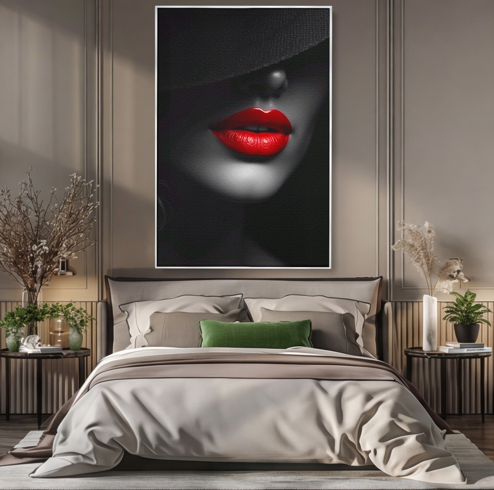 Tablou Canvas Premium LuxCanva® PI1041, Seductie In Umbra, Portret, Mister, Eleganta, Moda, Dormitor, Culori Vibrante