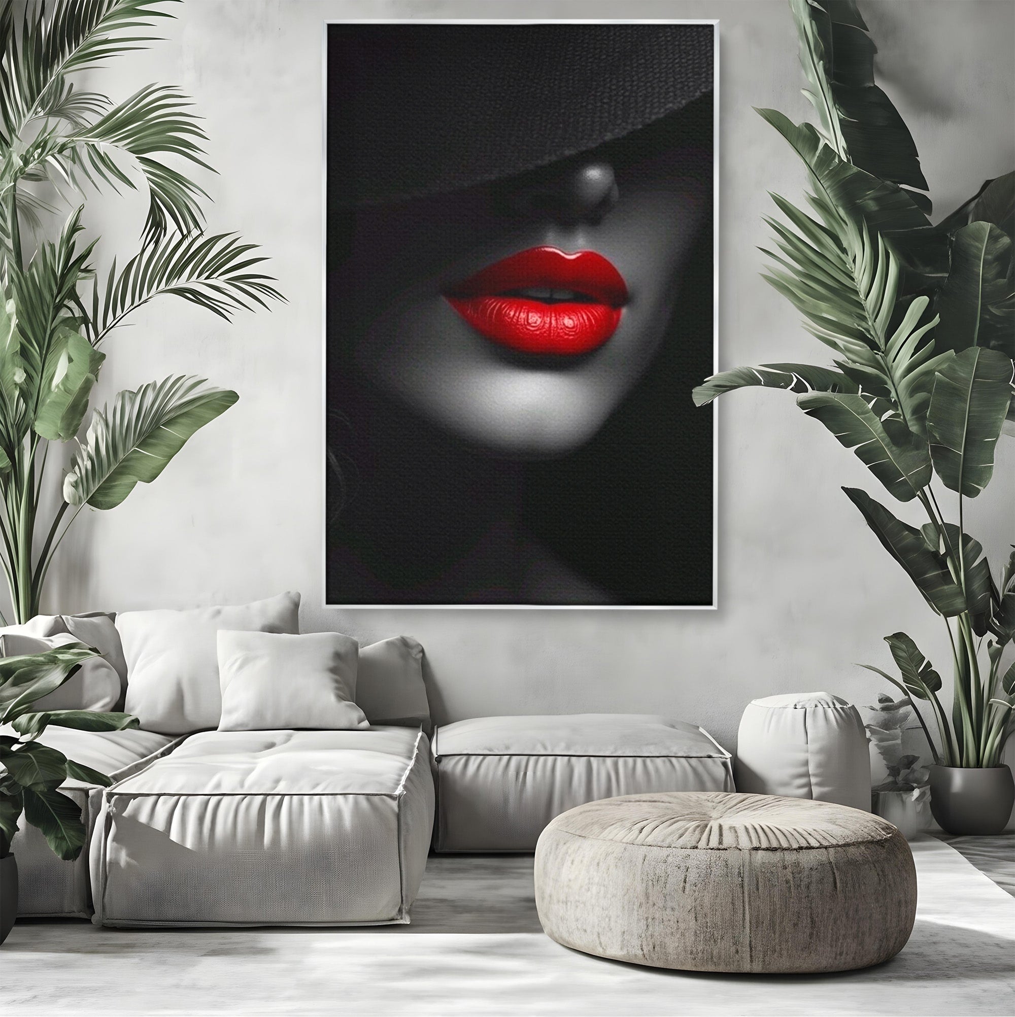 Tablou Canvas Premium LuxCanva® PI1041, Seductie In Umbra, Portret, Mister, Eleganta, Moda, Dormitor, Culori Vibrante