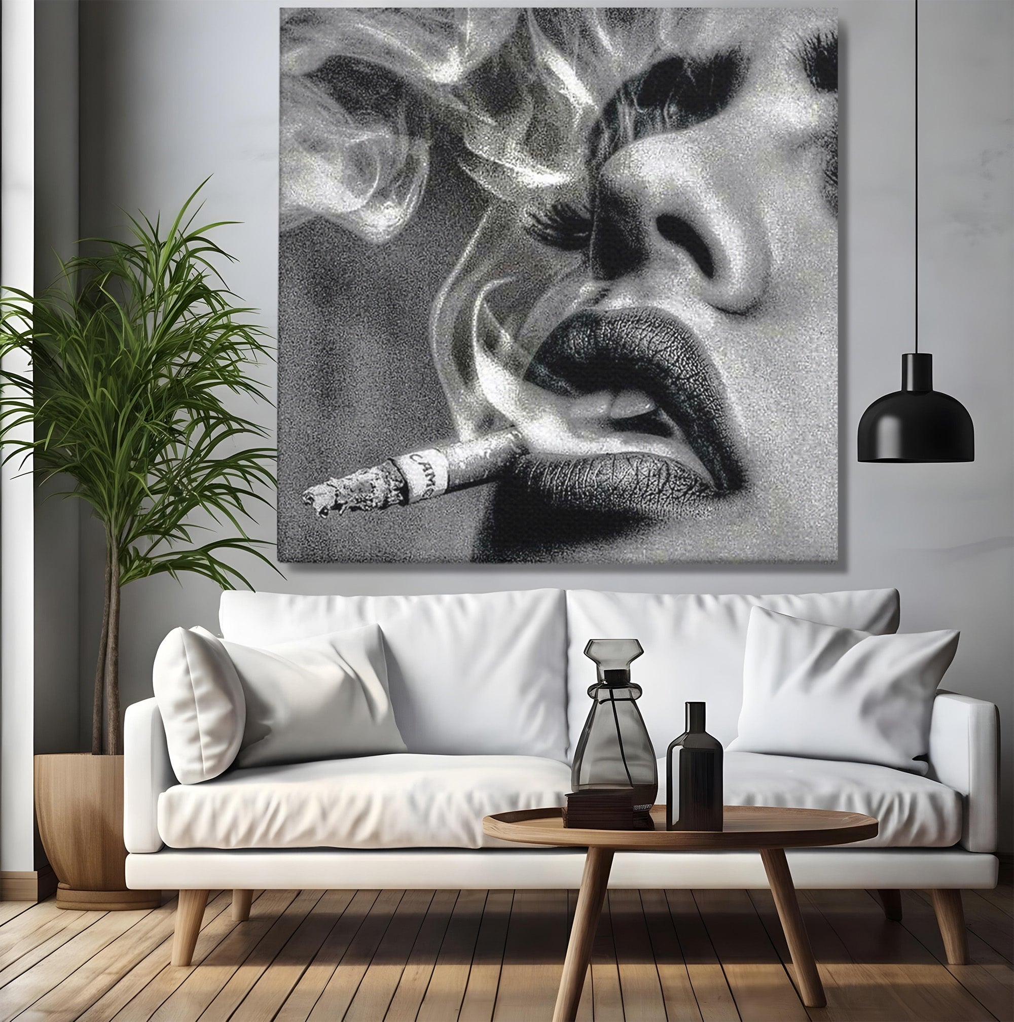 Tablou Canvas Premium LuxCanva® PI1042, Fumatoare Misterioasa, Fumatoare, Portret, Fum, Arta Abstracta, Living, Dormitor, Culori Vibrante