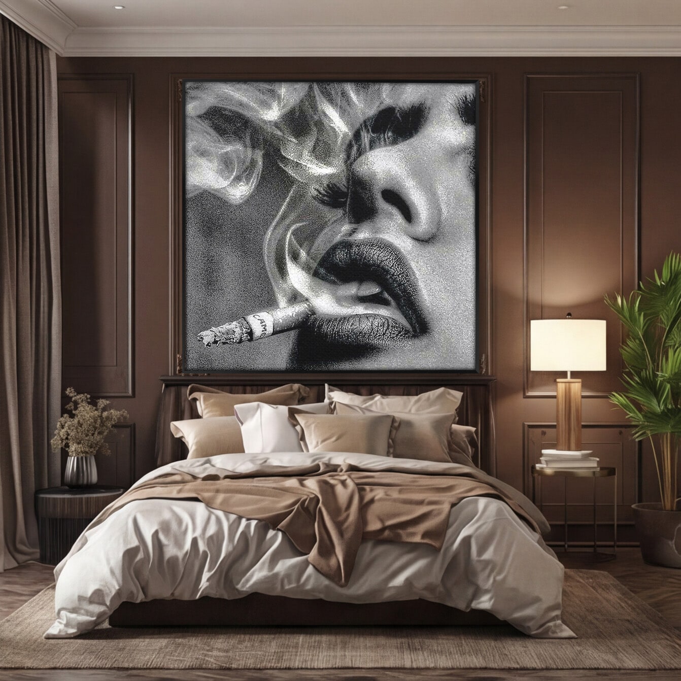 Tablou Canvas Premium LuxCanva® PI1042, Fumatoare Misterioasa, Fumatoare, Portret, Fum, Arta Abstracta, Living, Dormitor, Culori Vibrante