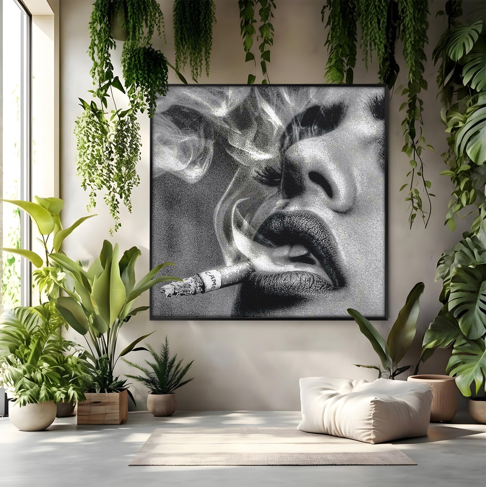 Tablou Canvas Premium LuxCanva® PI1042, Fumatoare Misterioasa, Fumatoare, Portret, Fum, Arta Abstracta, Living, Dormitor, Culori Vibrante